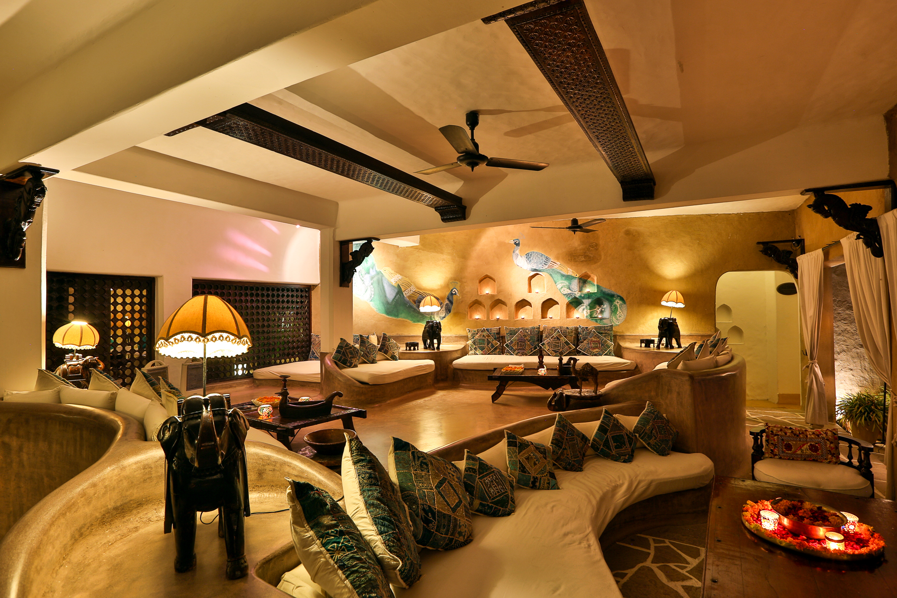 Pool lounge at Mihir Garh in India