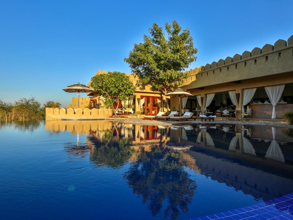 Swimming pool at Mihir Garh in India