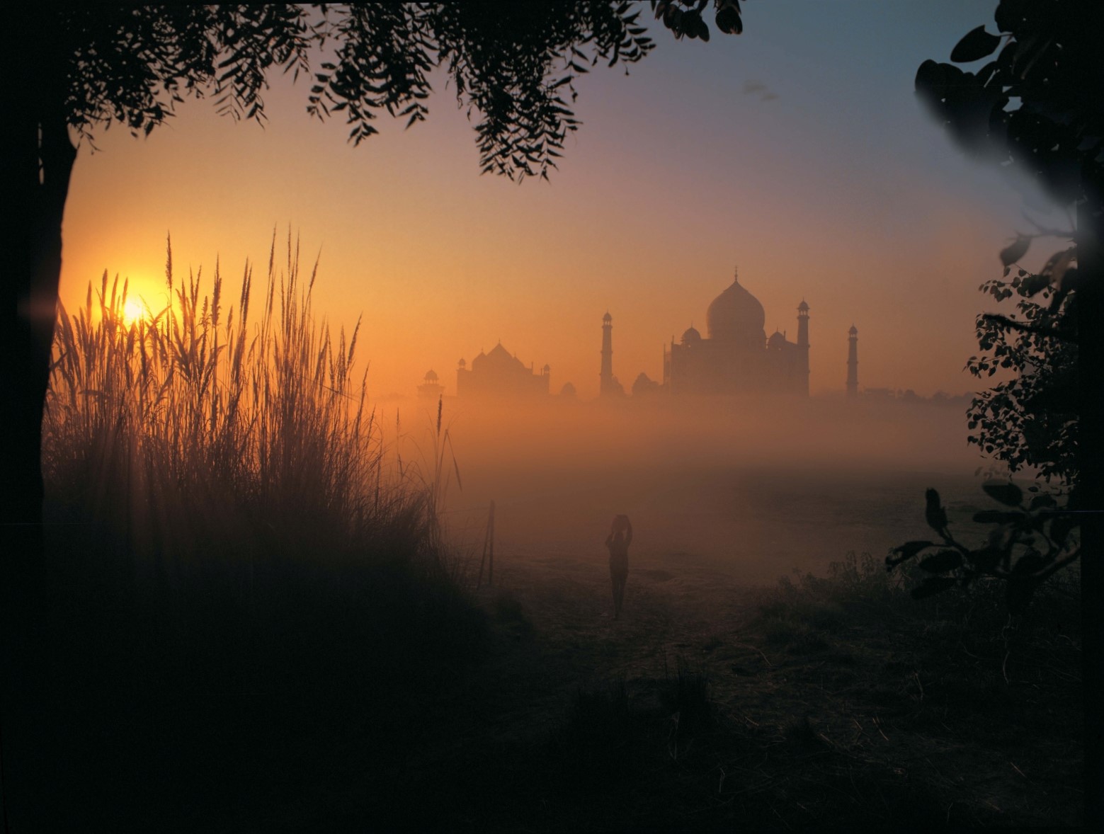 Sunrise view of the Taj Mahal from the Oberoi Amarvilas 