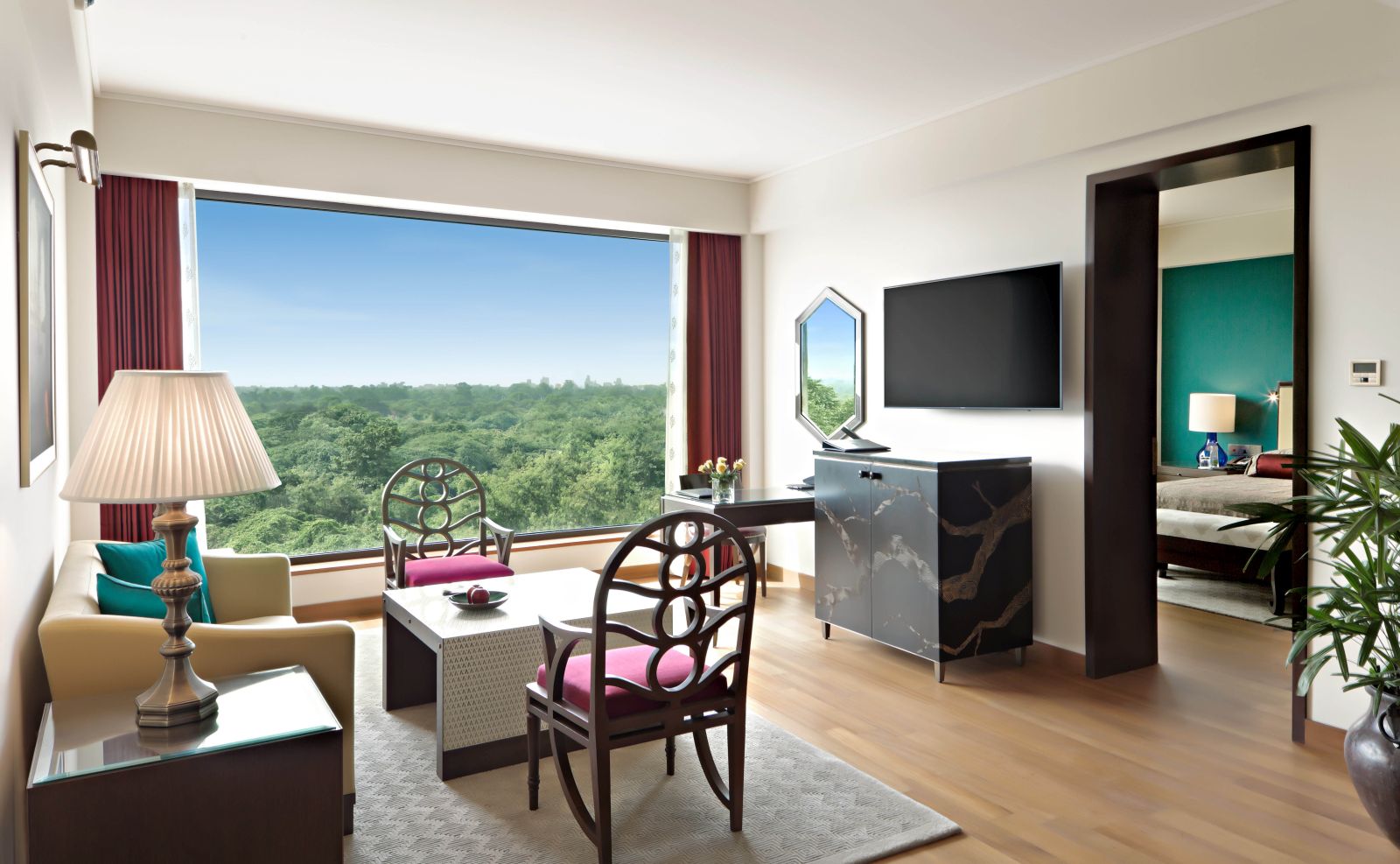 Living area of a suite at the Oberoi Hotel Delhi