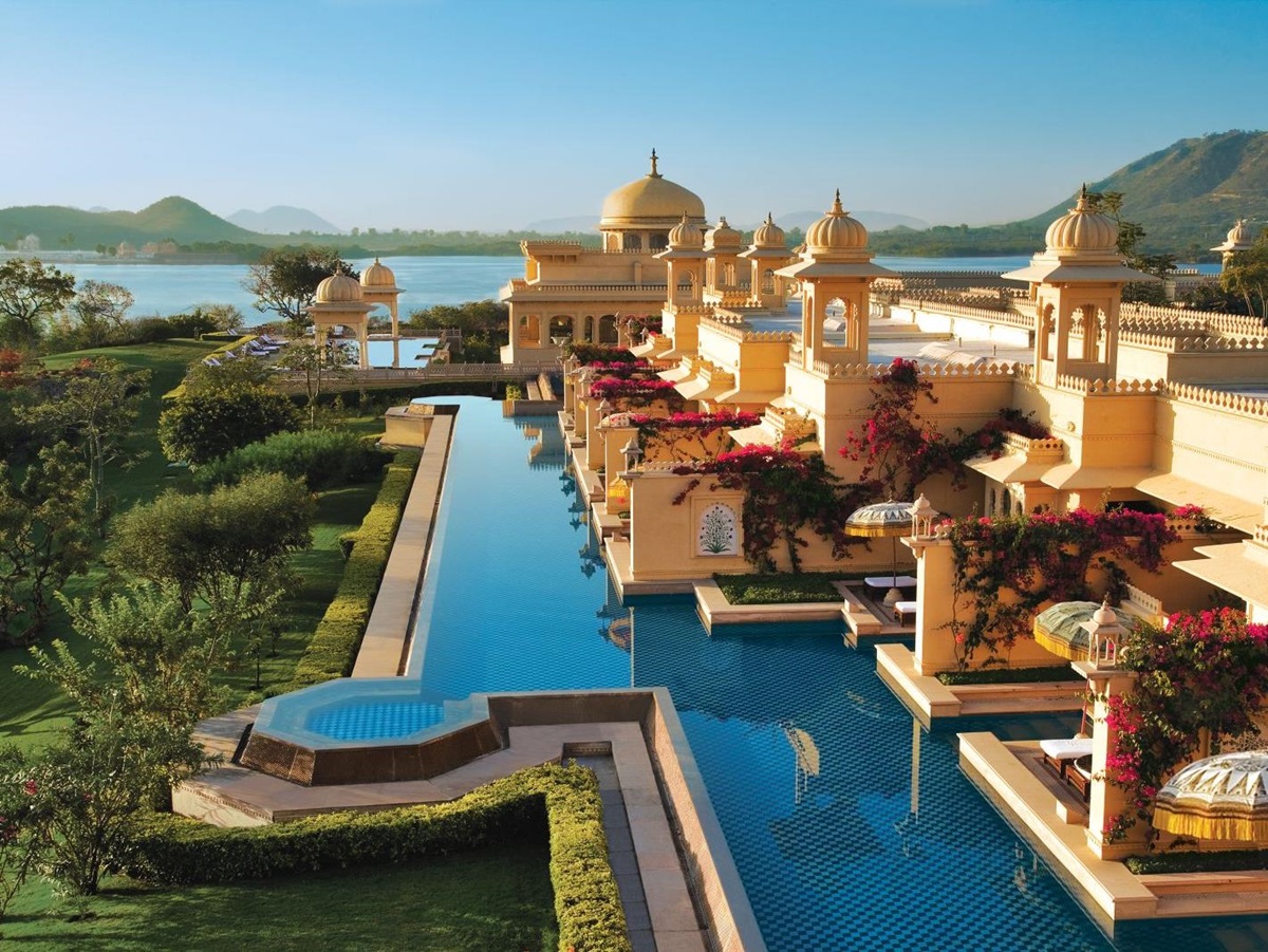 Aerial view of the Oberoi Udavilas in Udaipur