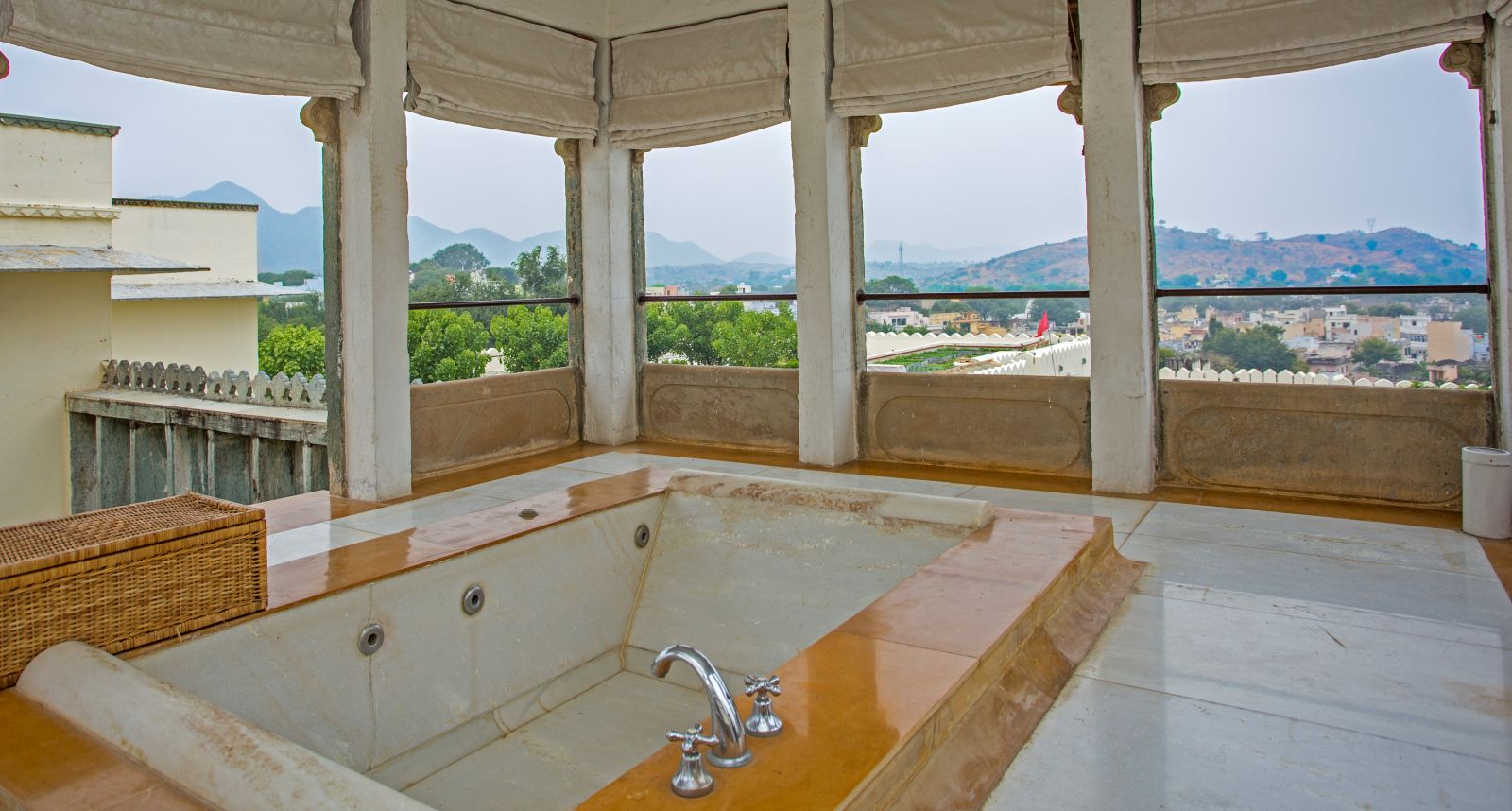 Bathroom of a suite at the RAAS Devigarh hotel near Udaipur India