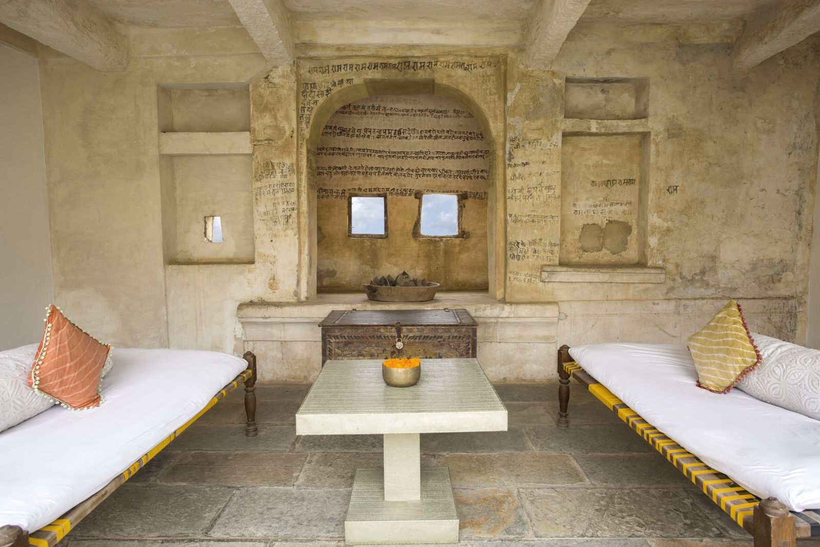 Lounge area in the RAAS Devigarh hotel near Udaipur India