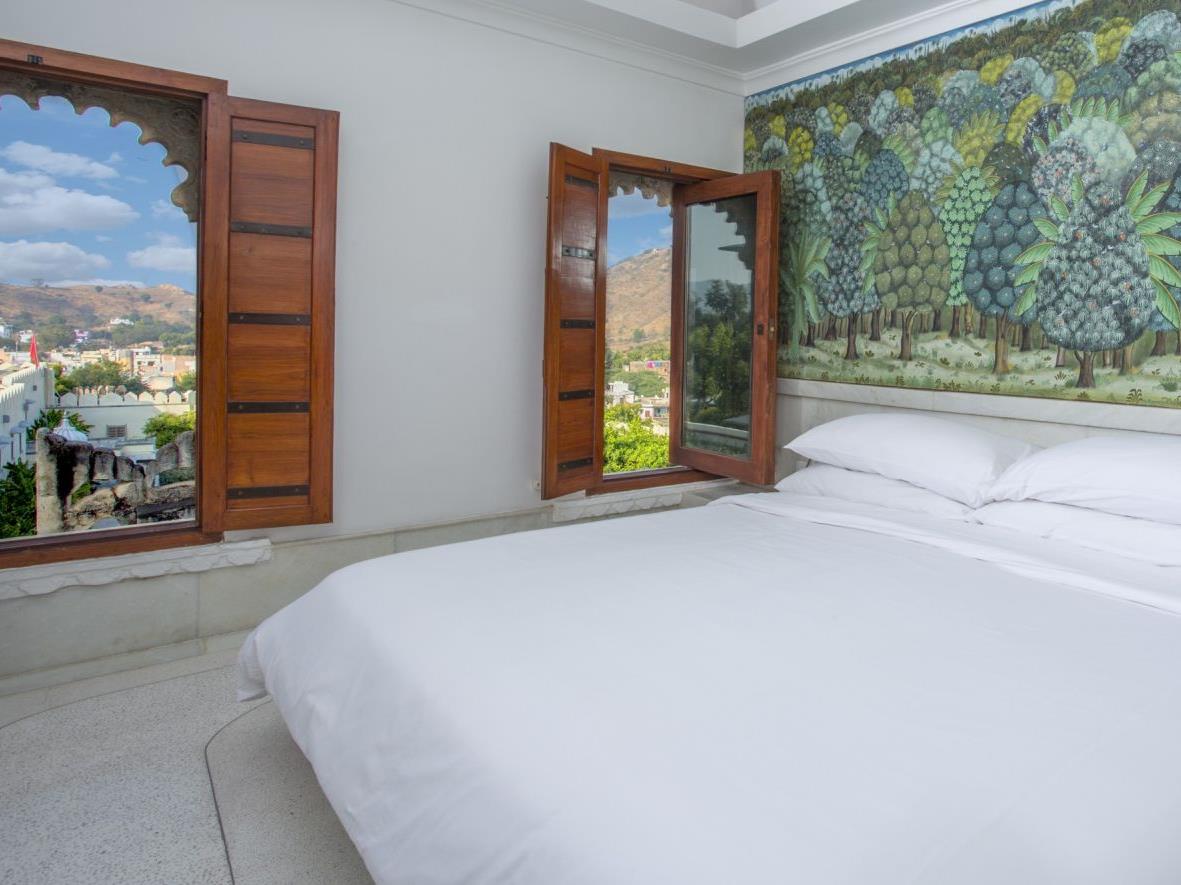 View from a palace suite at the RAAS Devigarh hotel near Udaipur