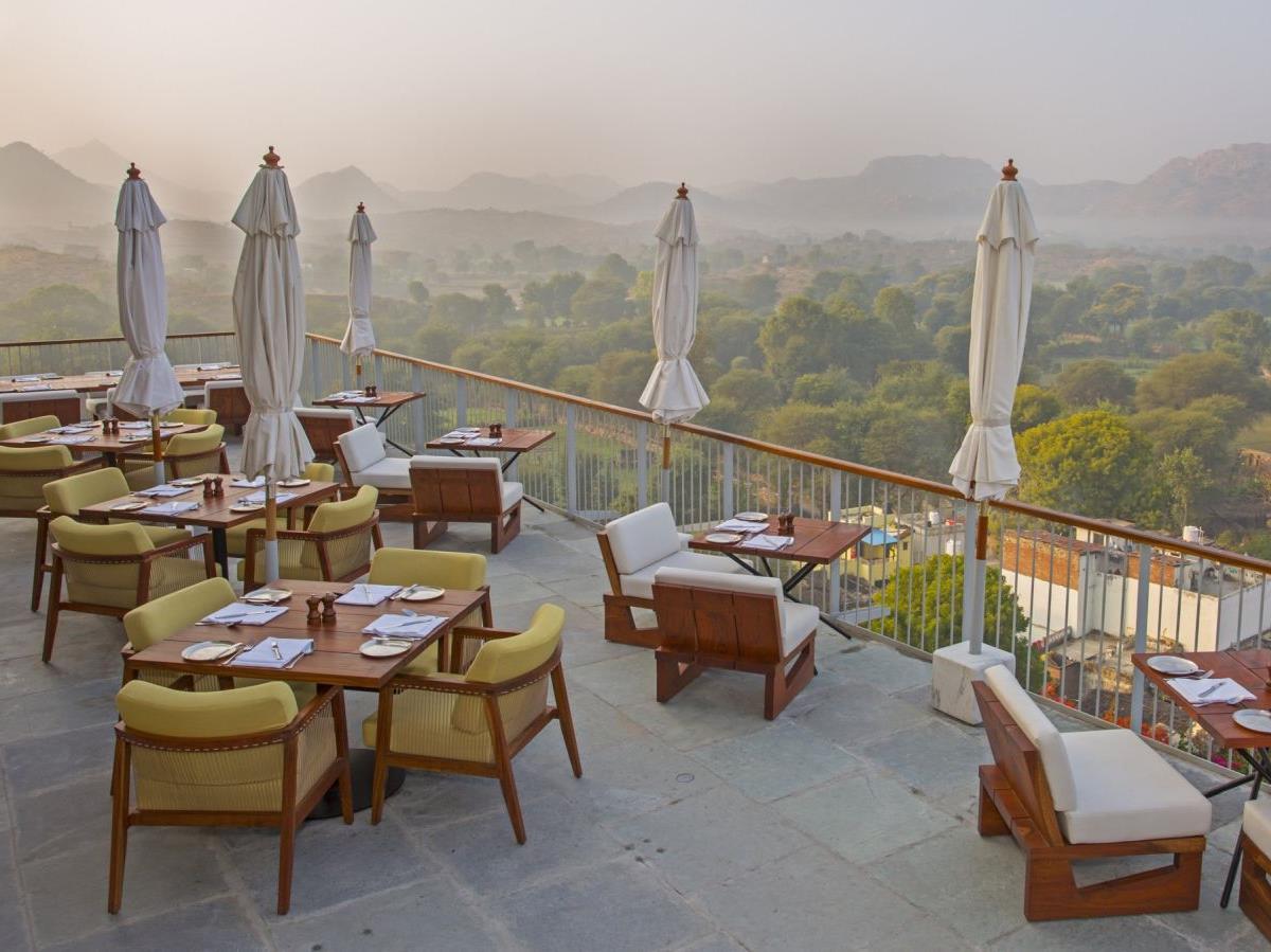 Views from restaurant terrace at the RAAS Devigarh hotel India
