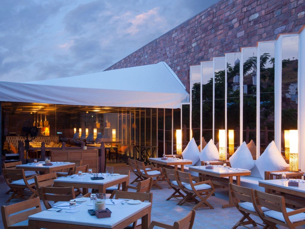 Darikhana restaurant seating at RAAS Jodhpur in the Rajasthan region of India
