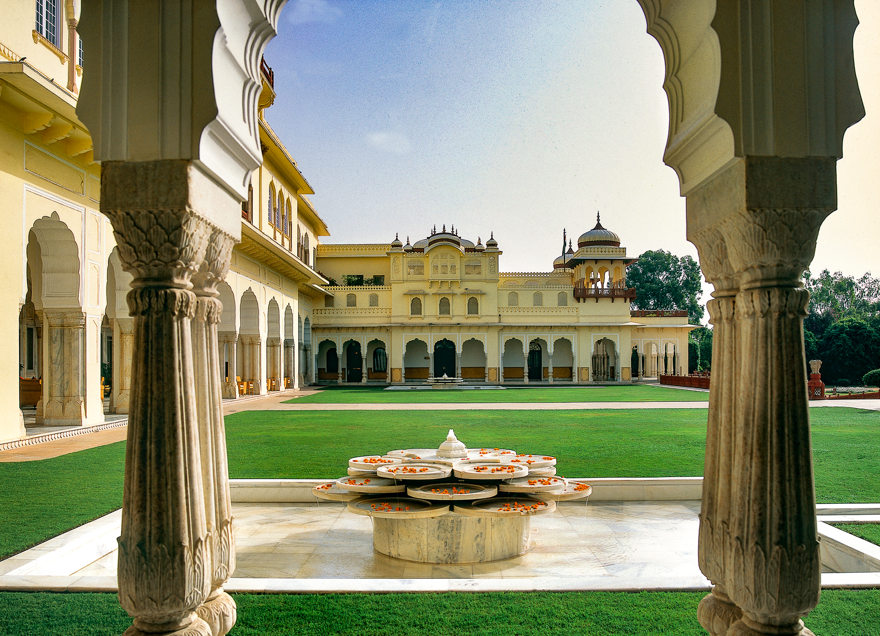 Gardens and courtyard at Rambagh Palace