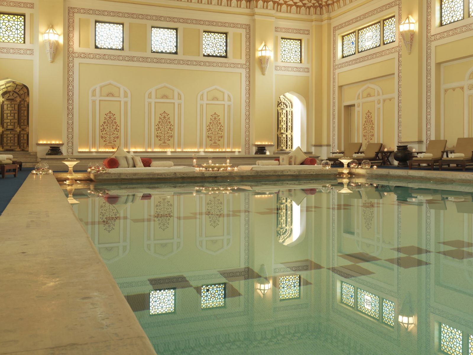 Indoor pool at the Rambagh Palace in Jaipur
