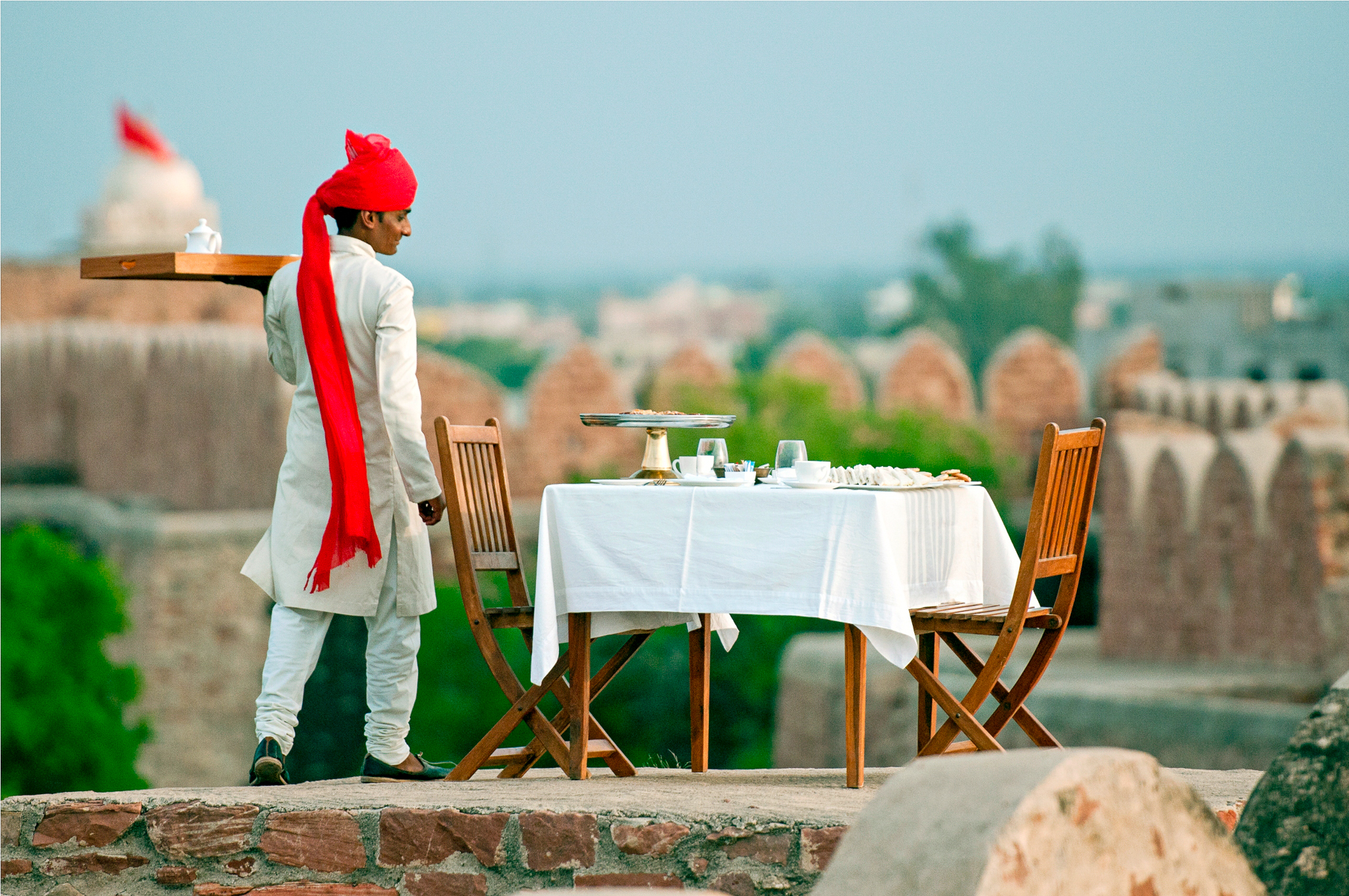 Dinner on the fort rampat at Ranvas Hotel