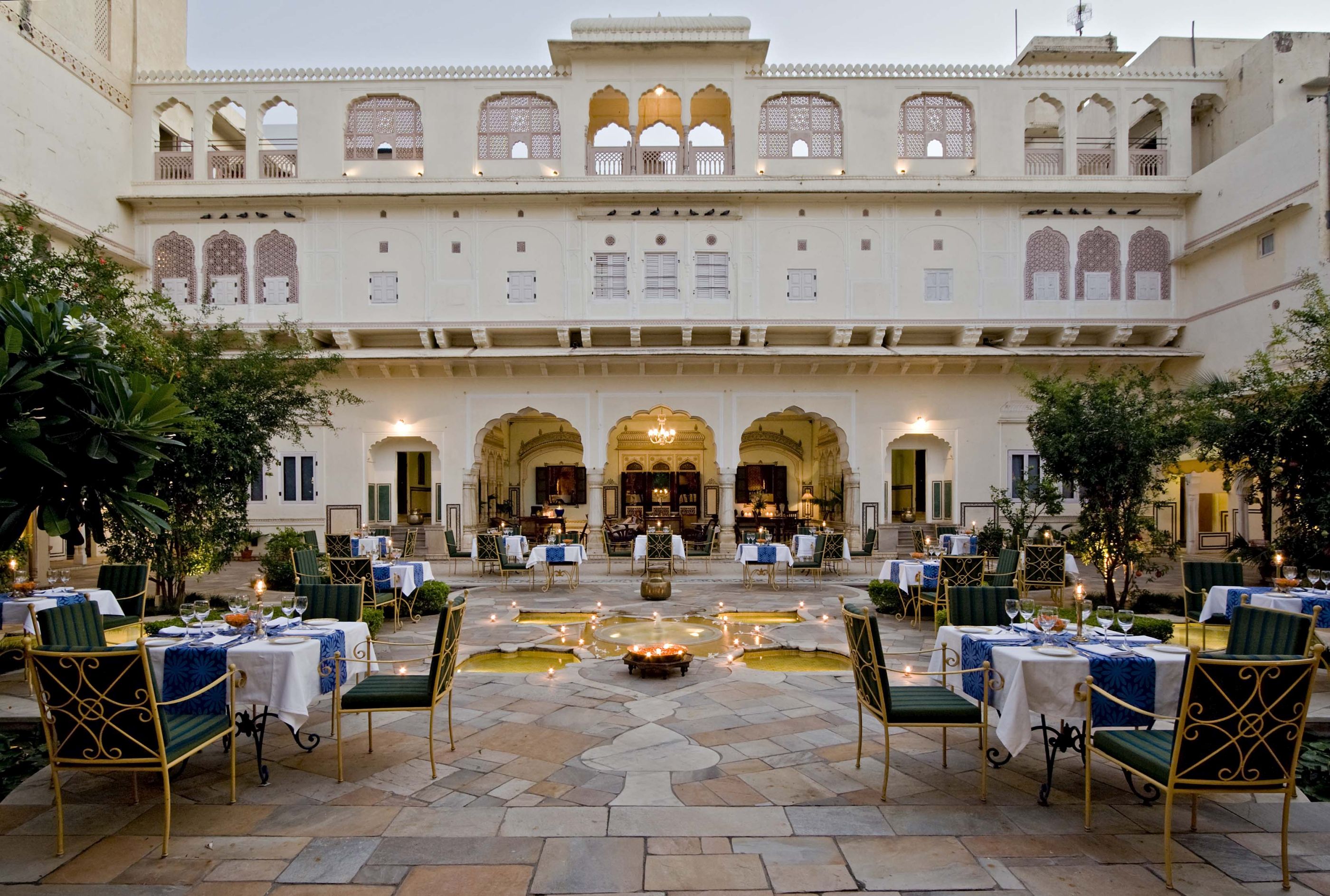 Courtyard of the Samode Haveli hotel in Jaipur India