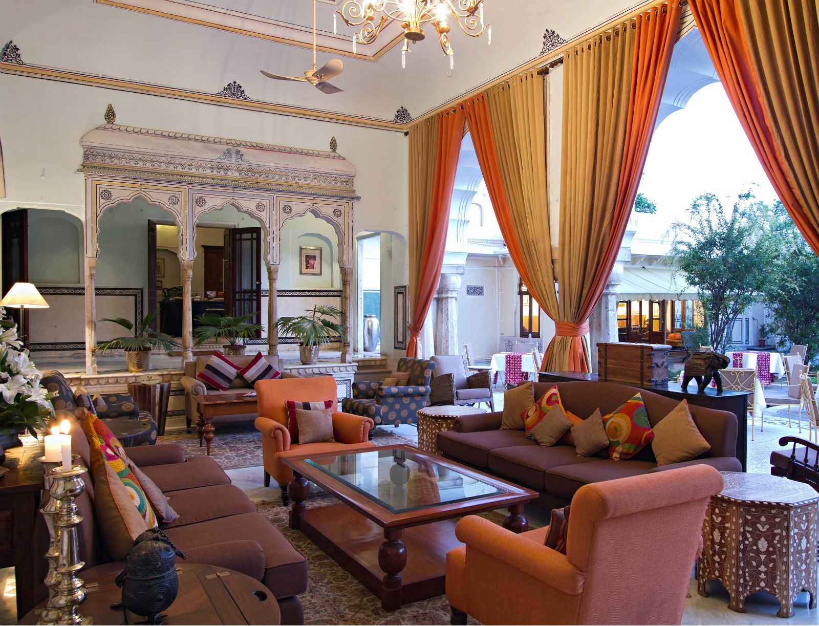 Lounge at the Samode Haveli hotel in Jaipur India
