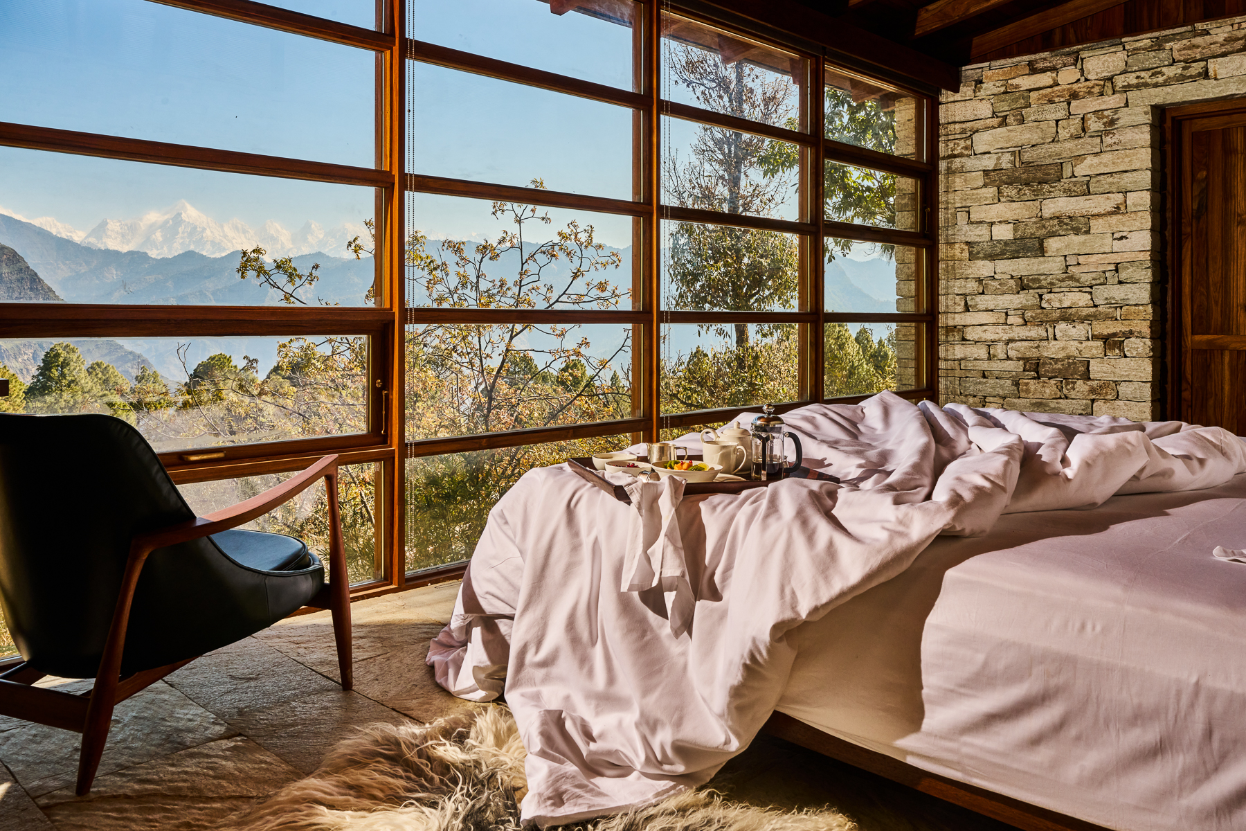 Views from a guest bedroom at Shakti Prana in Uttarakhand