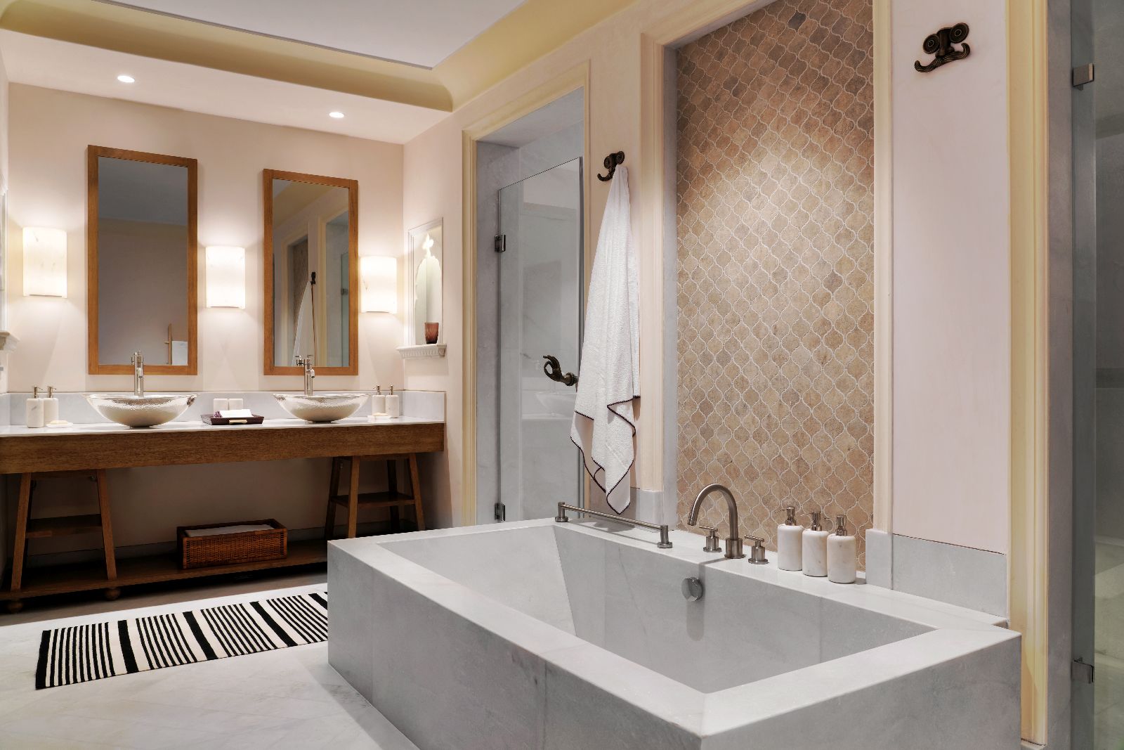 Bathroom of a suite at Six Senses Fort Barwara near Rathambore India