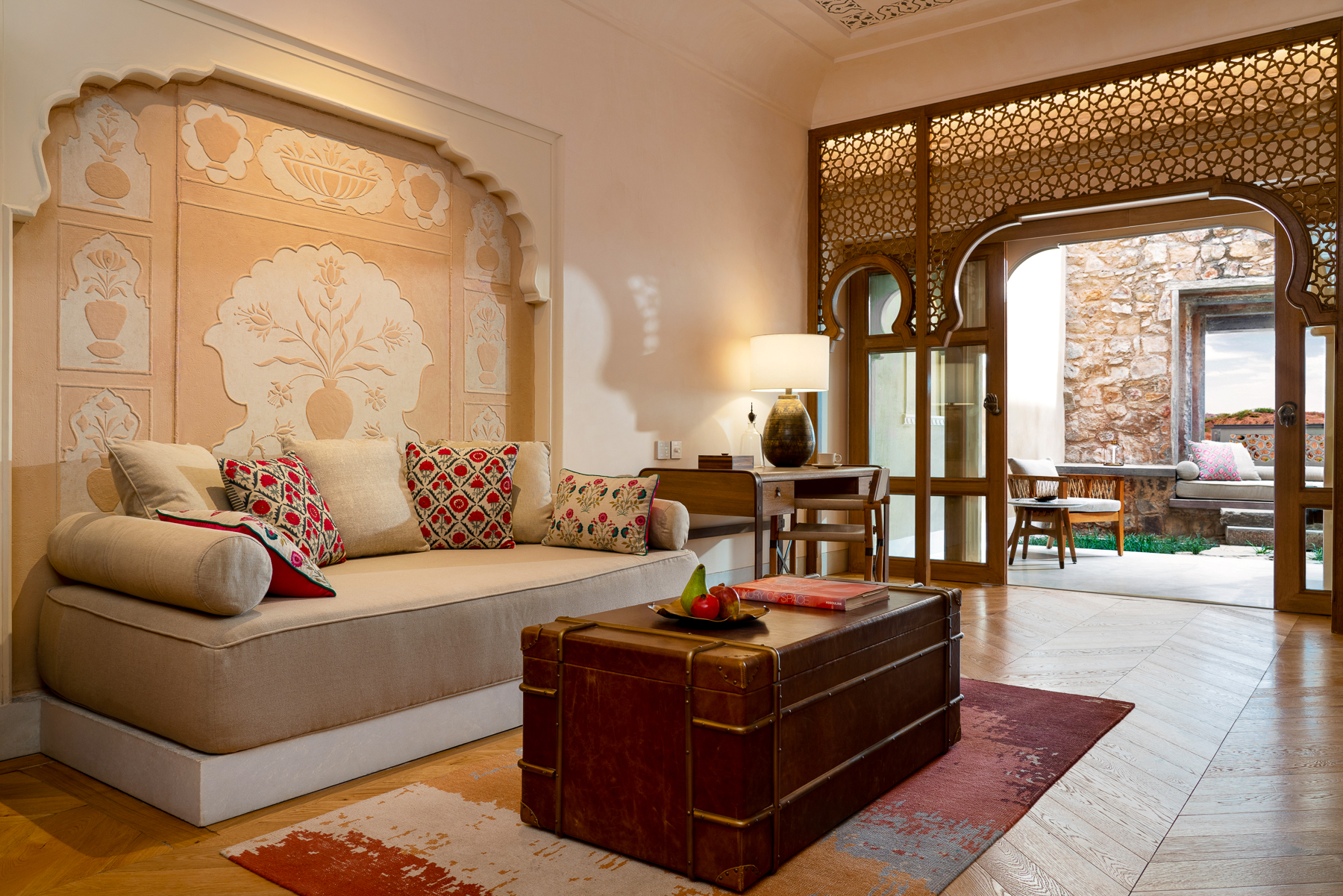 Living room at Six Senses Fort Barwara in India