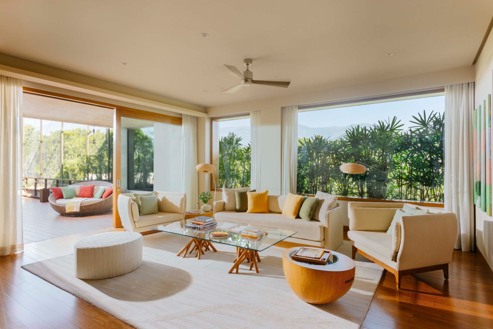 Guest suite living room at Six Senses Vana in Dehradun, India