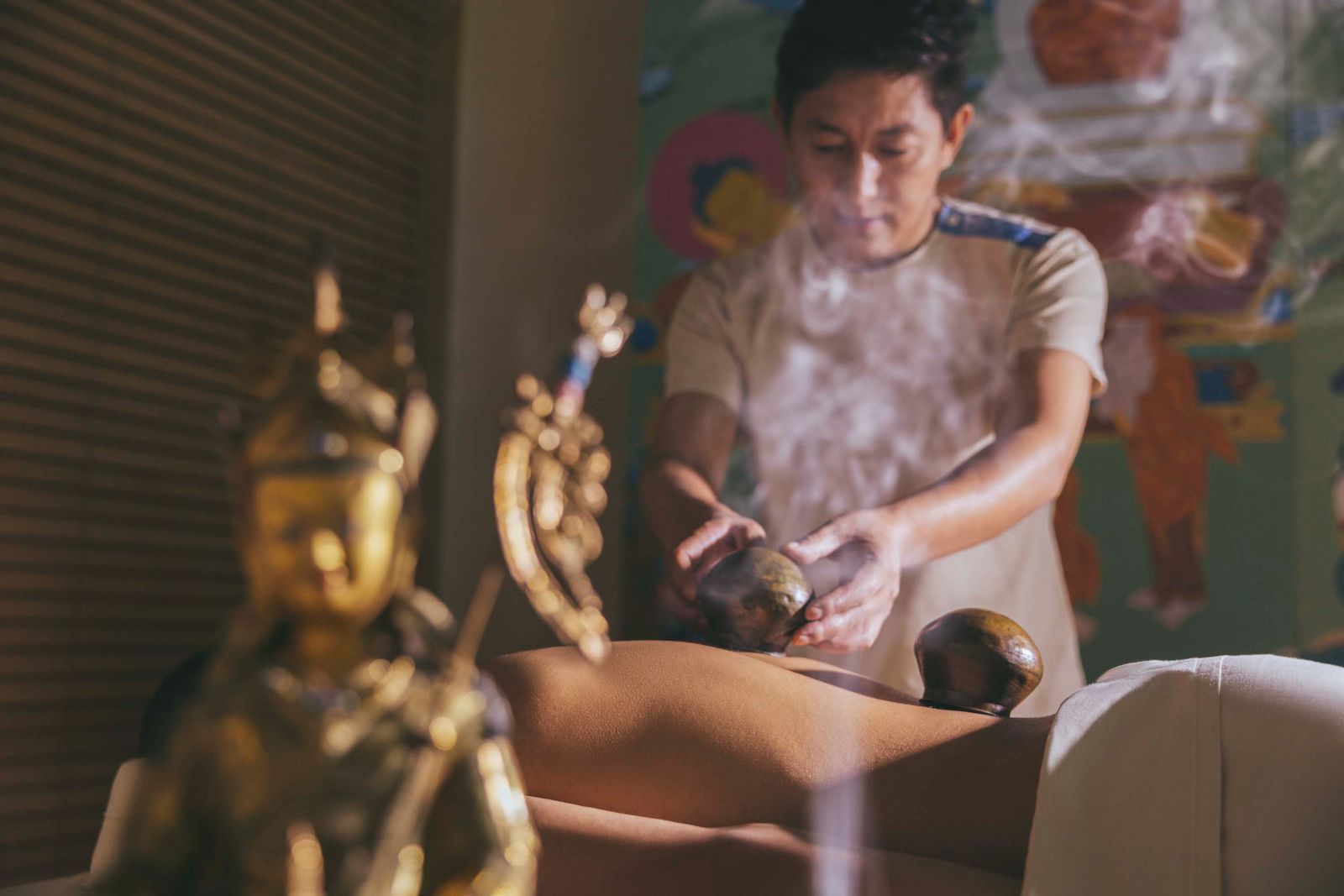 Spa treatment performed at Six Senses Vana in Dehradun, India