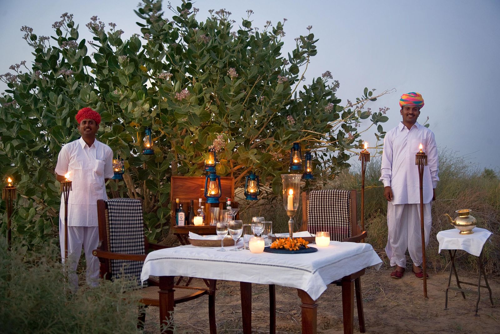 Outdoor private dining at Sujan The Serai India
