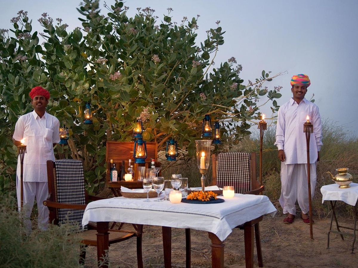 Outdoor private dining at Sujan The Serai India