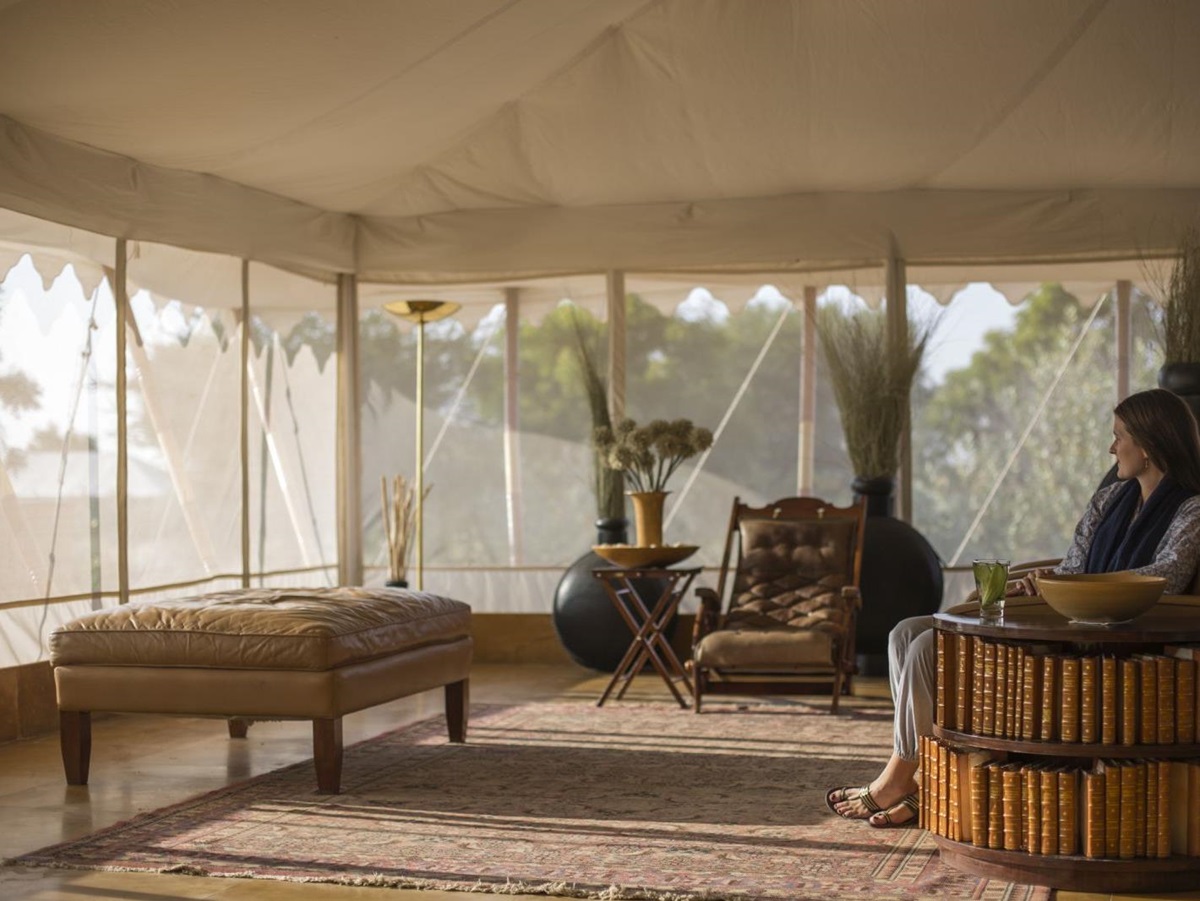 Luxury tent interior at Sujan The Serai India