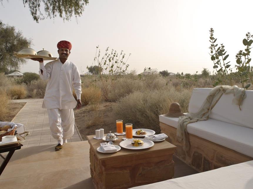 Veranda of a luxury tent at Sujan The Serai India