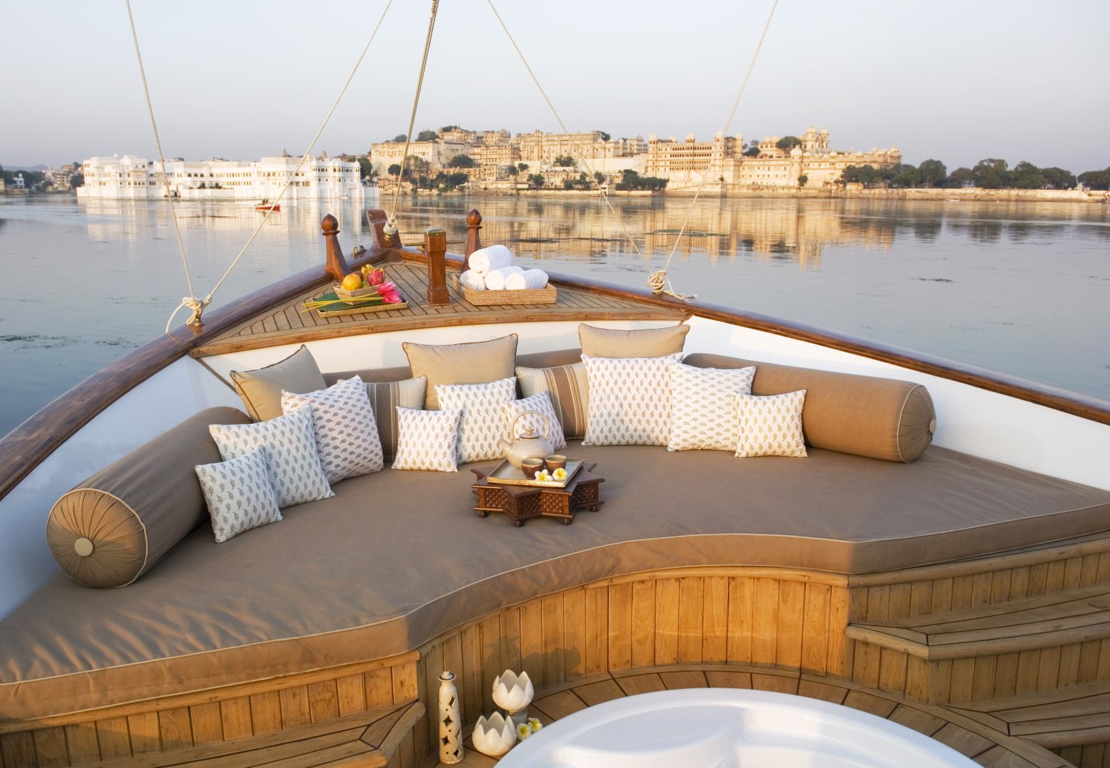 Boat for spa treatments at the Taj Lake Palace in Udaipur