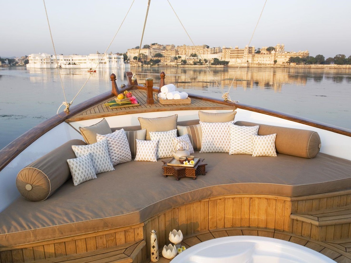 Boat for spa treatments at the Taj Lake Palace in Udaipur