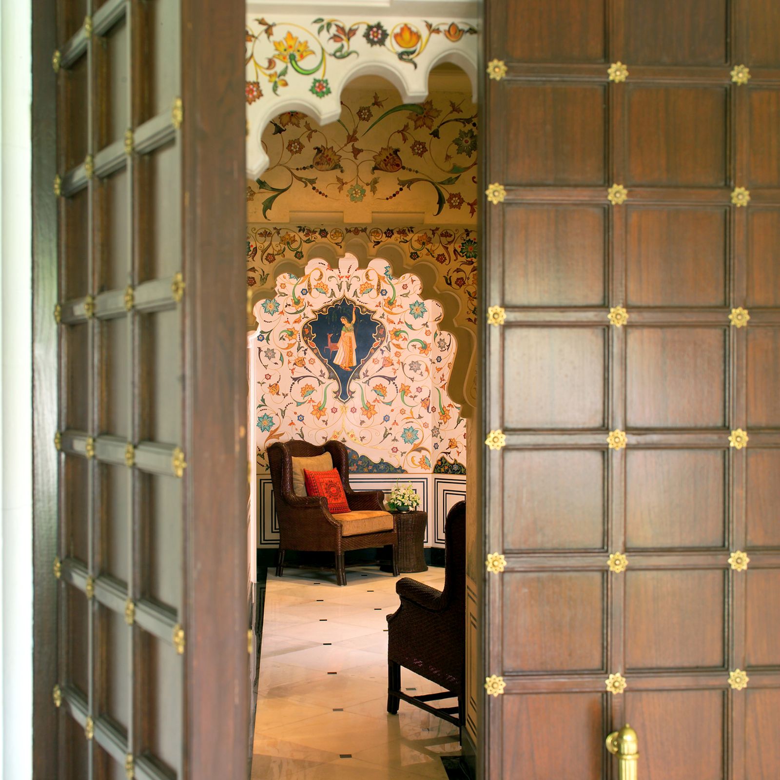 Ornate interiors of the Taj Lake Palace in Udaipur