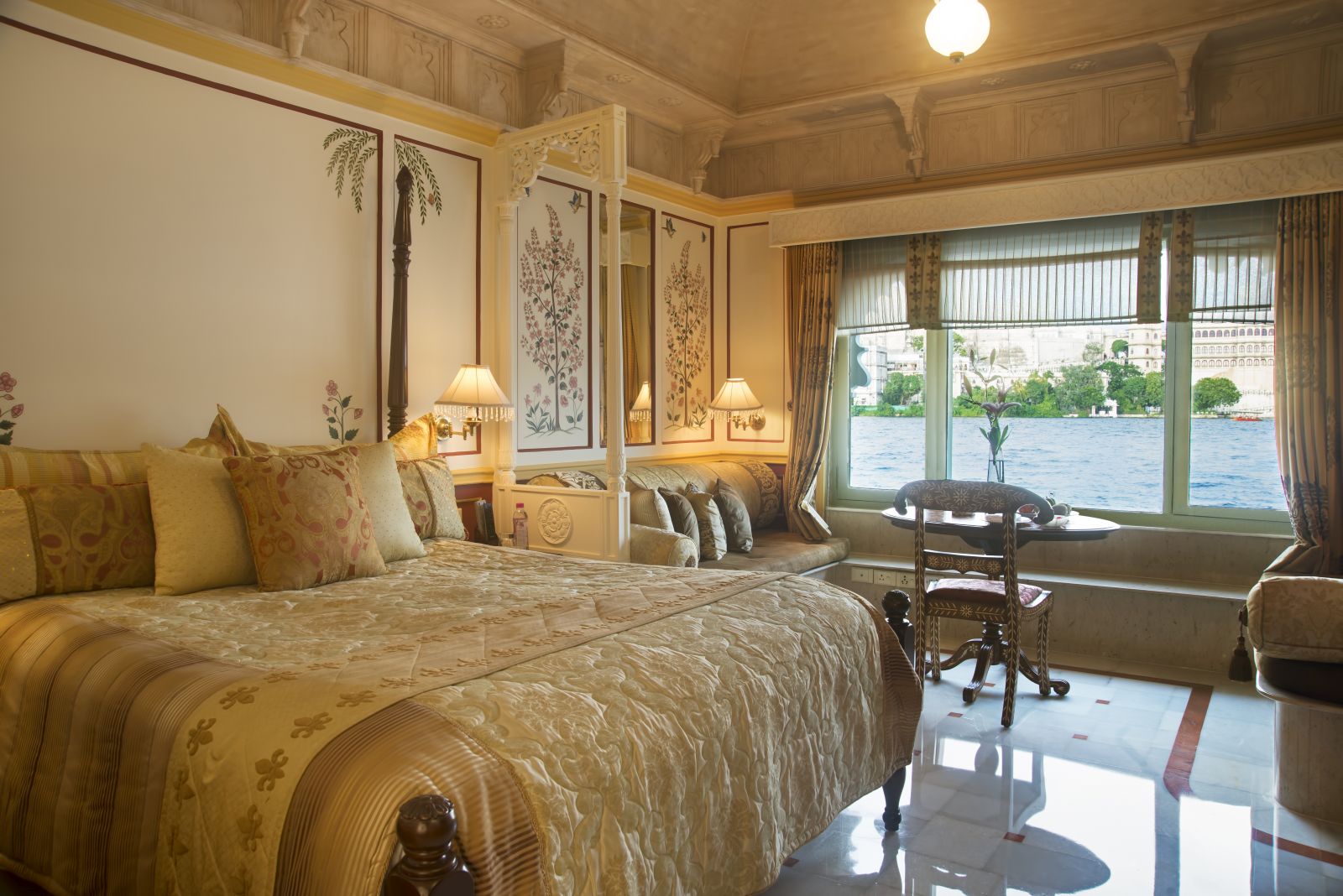 Luxury lake view room at the Taj Lake Palace in Udaipur