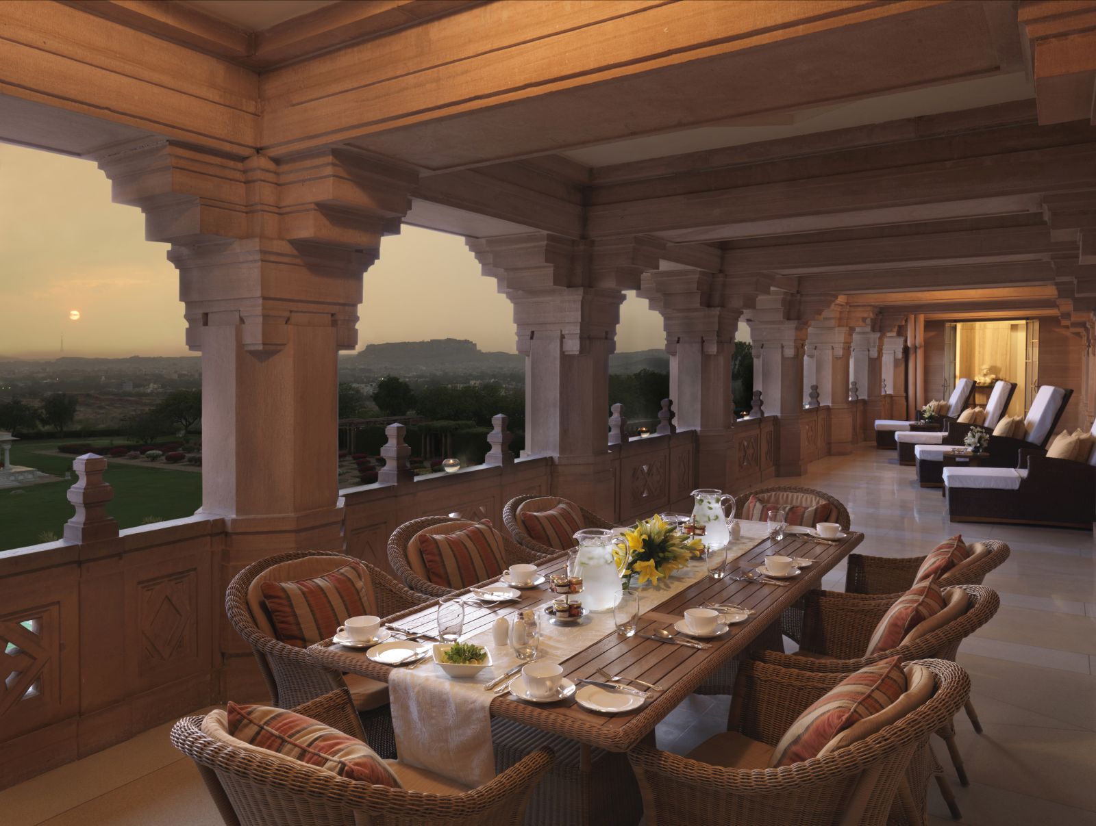Balcony of a suite at the Umaid Bhawan hotel in Jodhpur