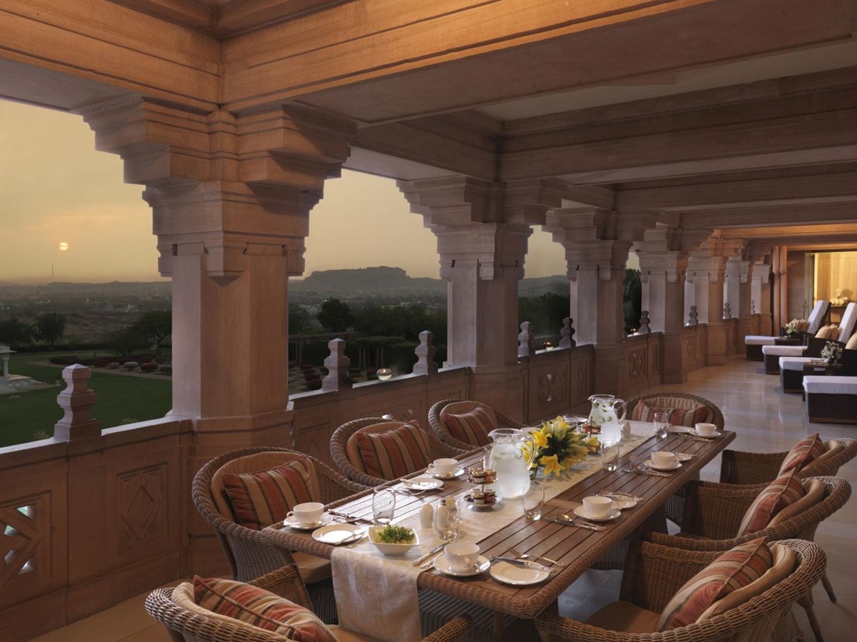 Balcony of a suite at the Umaid Bhawan hotel in Jodhpur