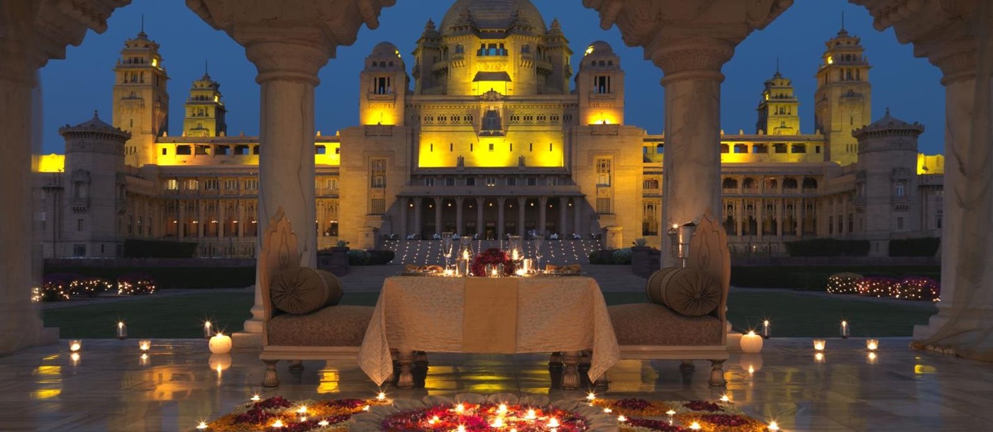Candlelit dining at the Umaid Bhawan hotel in Jodhpur