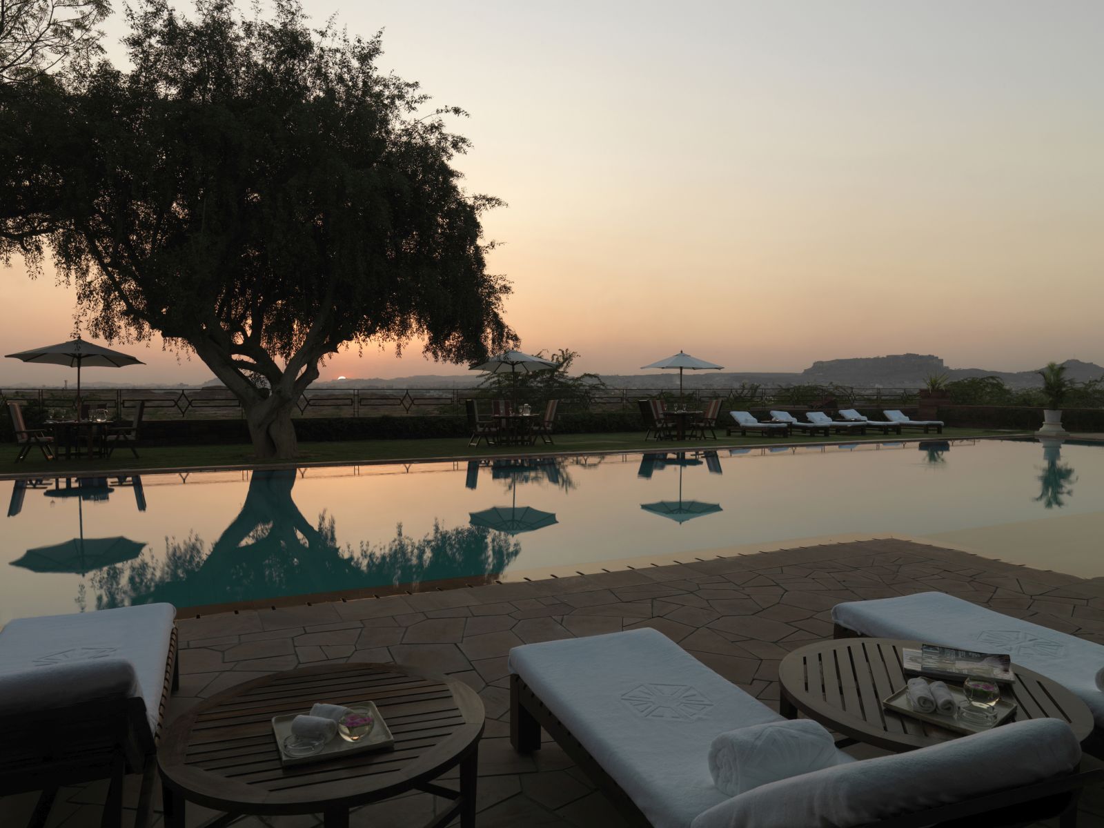 Outdoor pool at the Umaid Bhawan hotel in Jodhpur