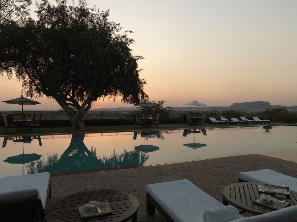 Outdoor pool at the Umaid Bhawan hotel in Jodhpur