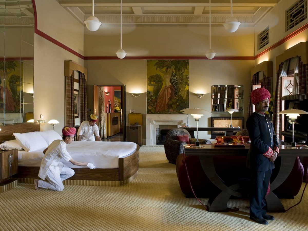 Guest suite at the Umaid Bhawan hotel in Jodhpur