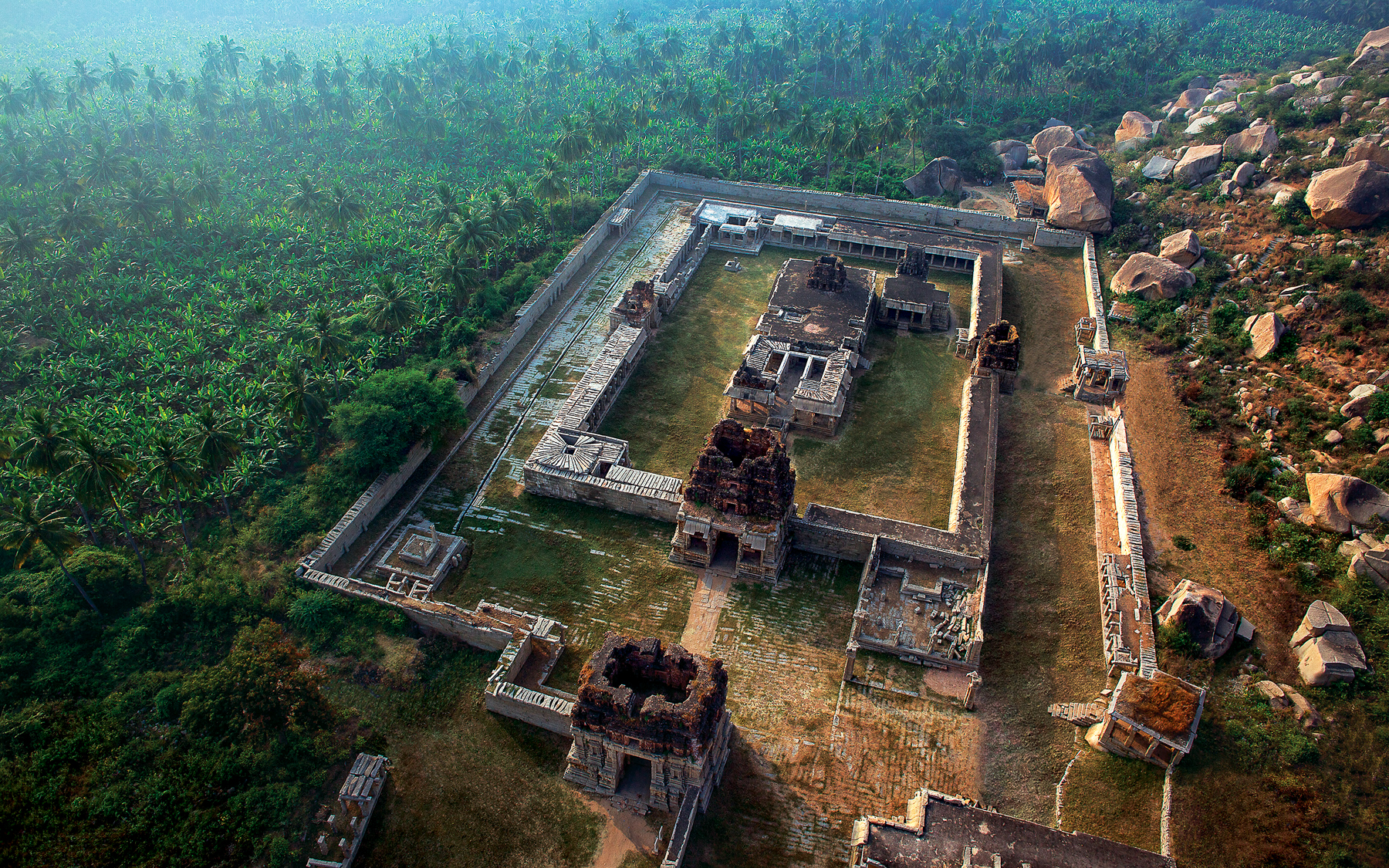 Aerial view of Achutaray Temple in India