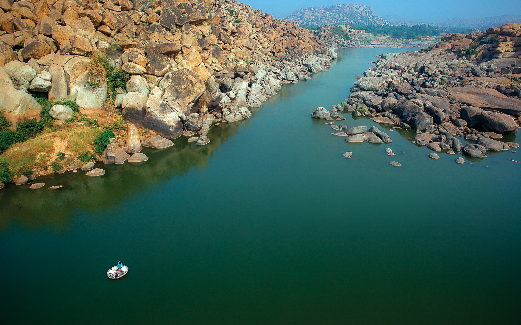 Aerial view of the Tungabhadra River