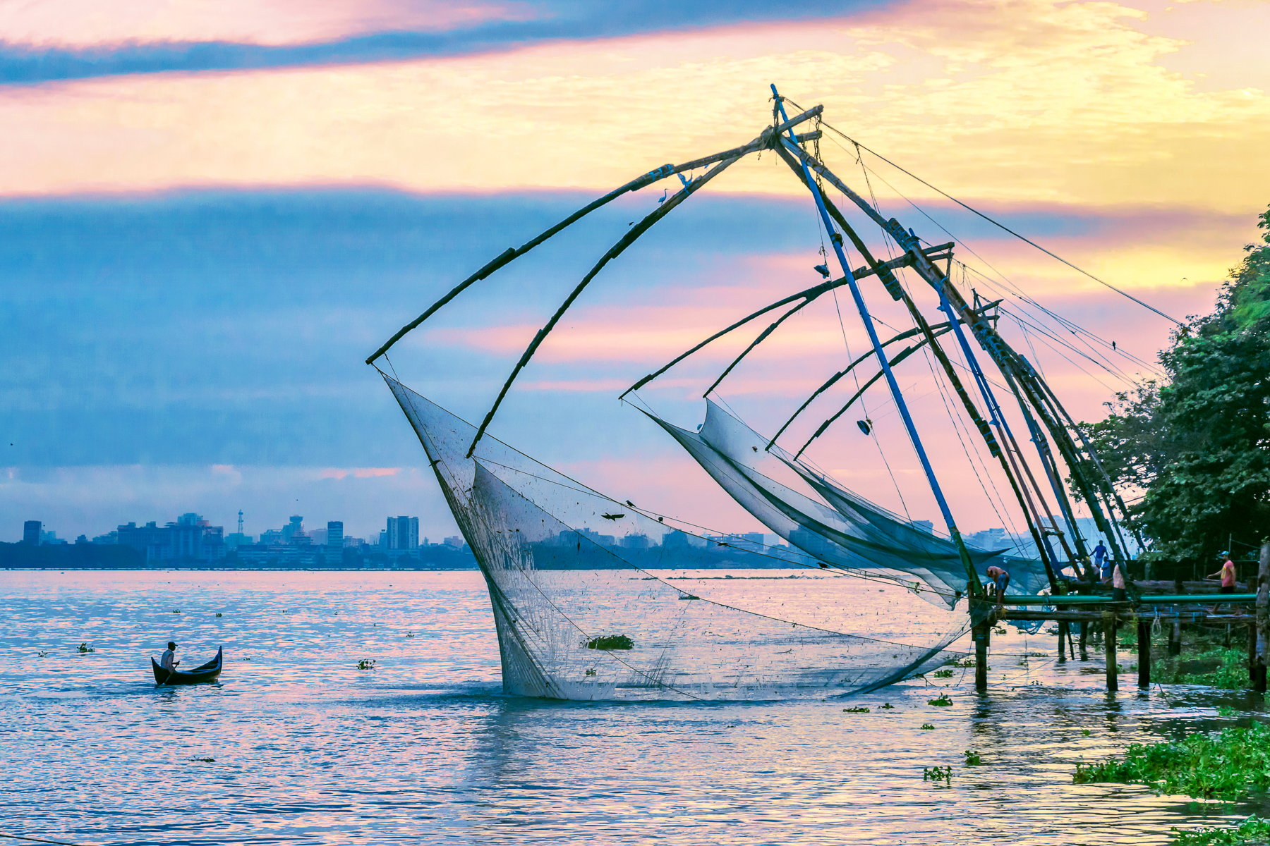 Fishing nets on the river at Fort Kochi
