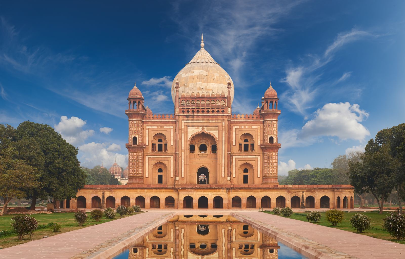 Dramatic view of Humayun's Tomb in New Delhi, Rajasthan