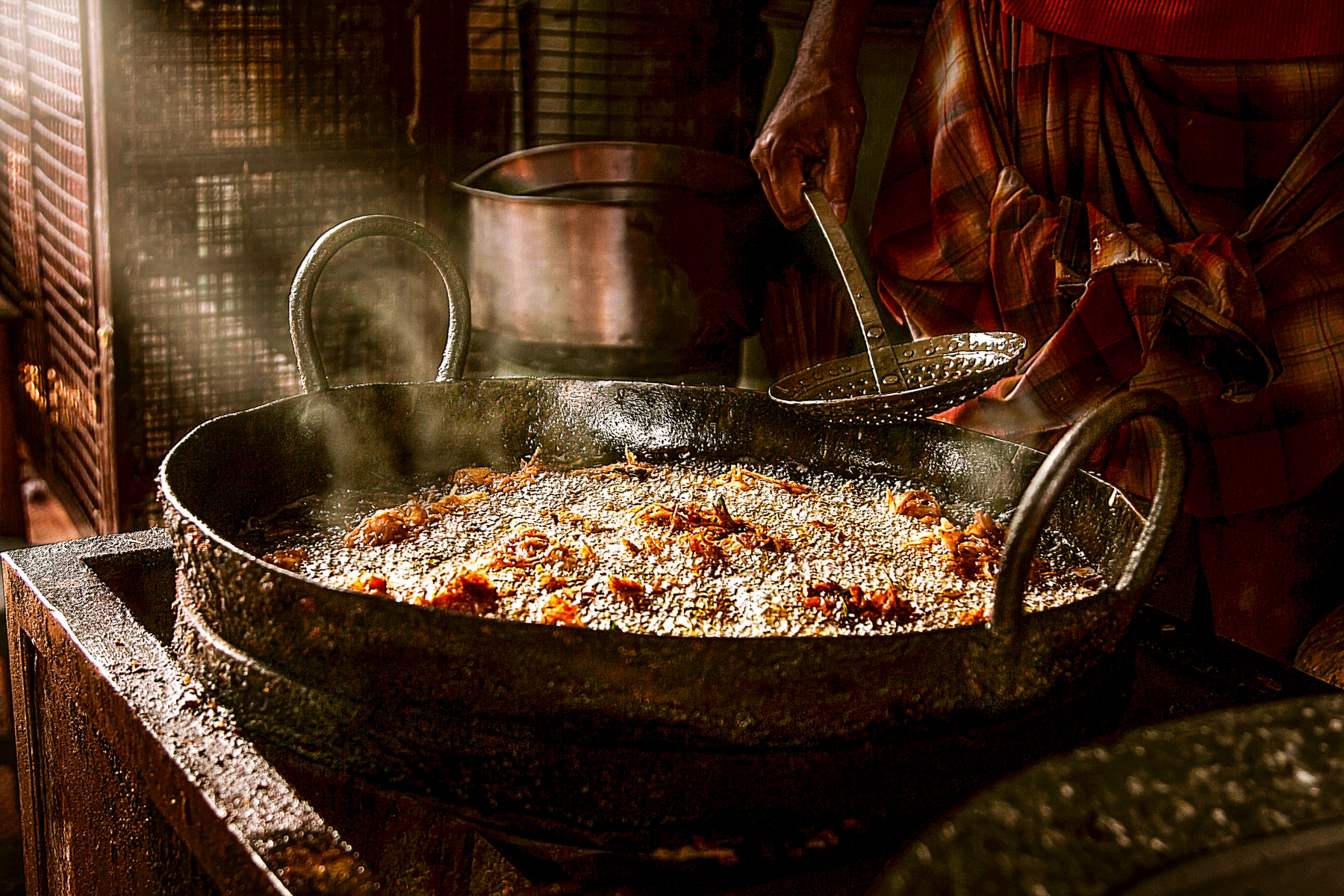 Closeup of street food served in India