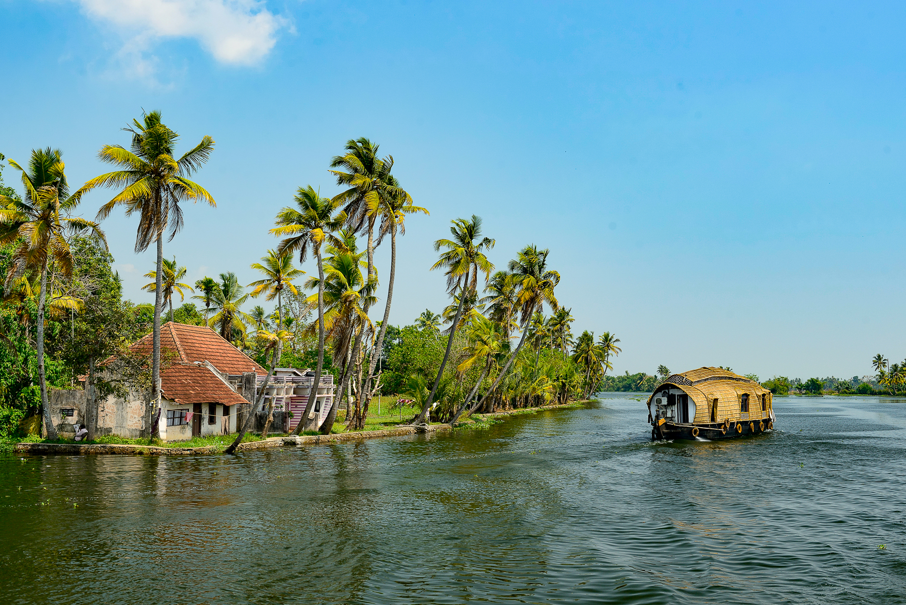 A rice barge in the Kerala backwaters