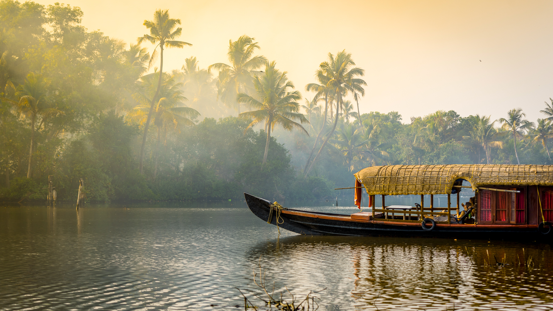 A traditional boat in the backwaters of Kerala