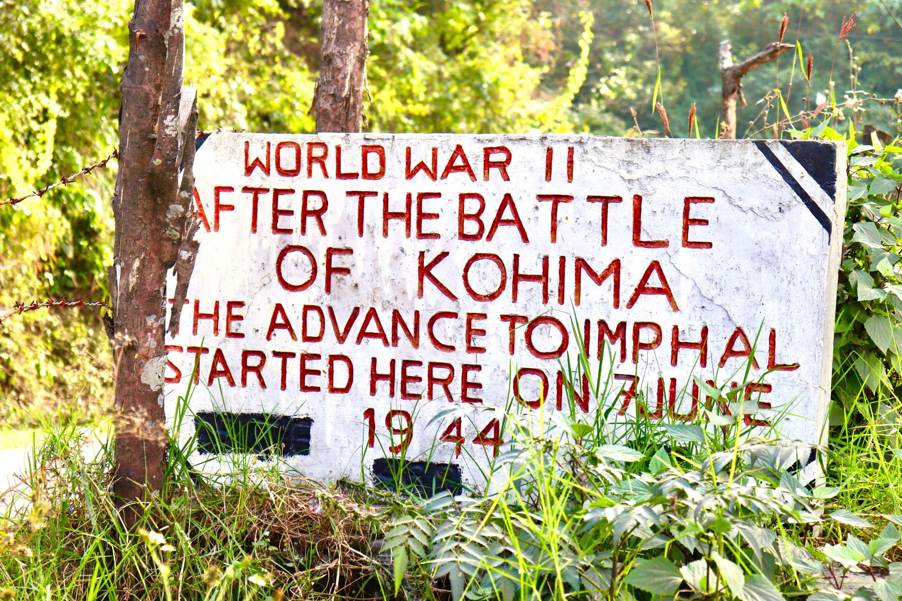 A sign commemorating Kohima's role in the second world war