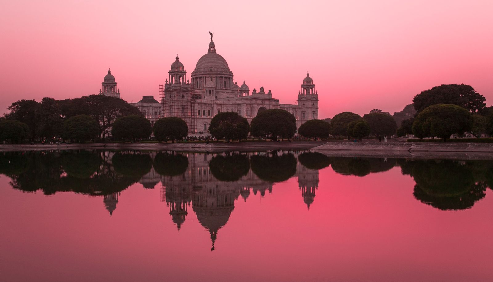 Sunset and river reflections in Kolkata India
