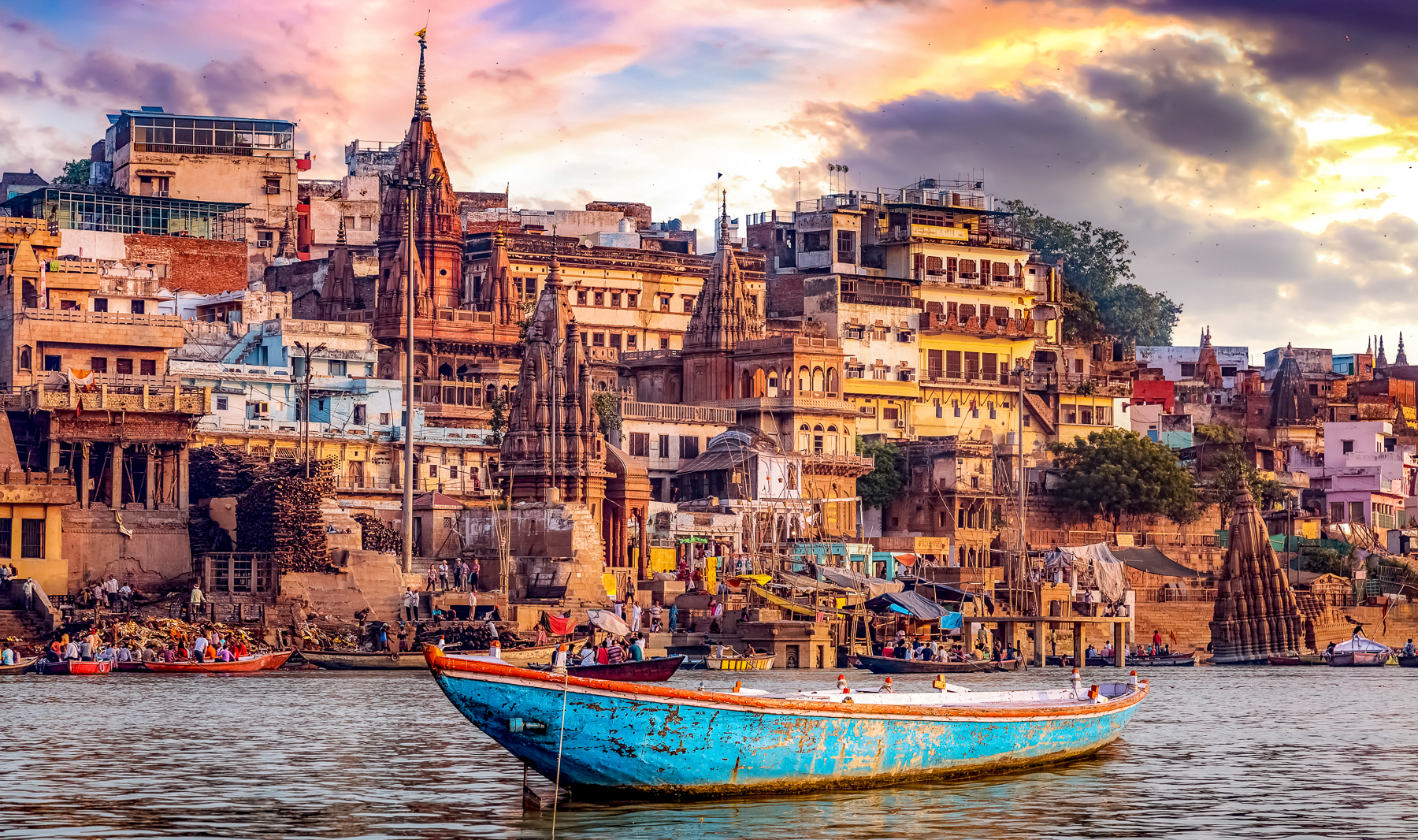 A boat on the river in Varanasi