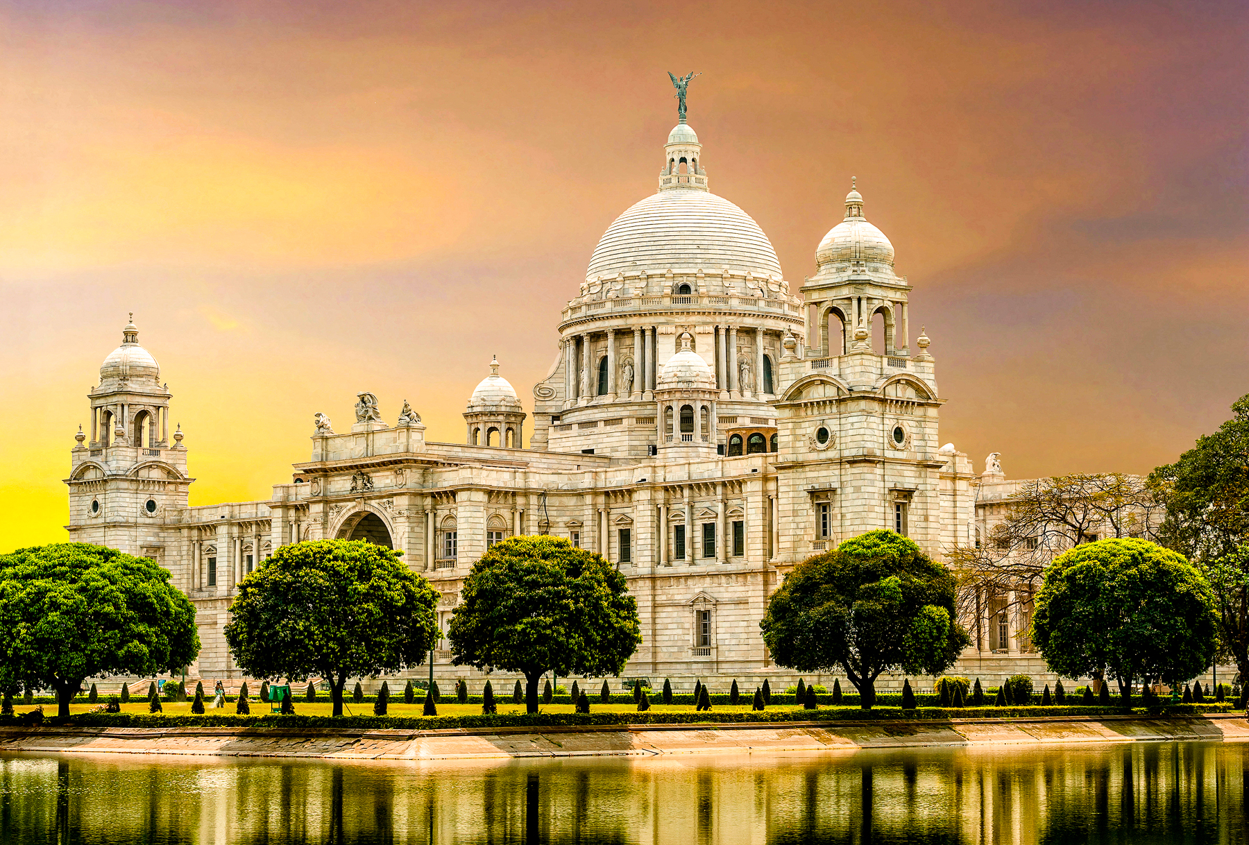 Exterior view of the Victoria Memorial in Calcutta