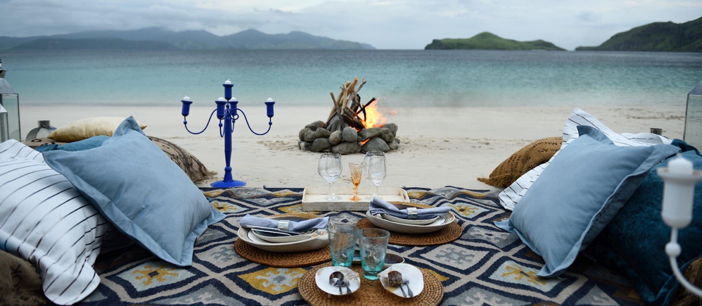 dining at the beach of Alexa, Indonesia