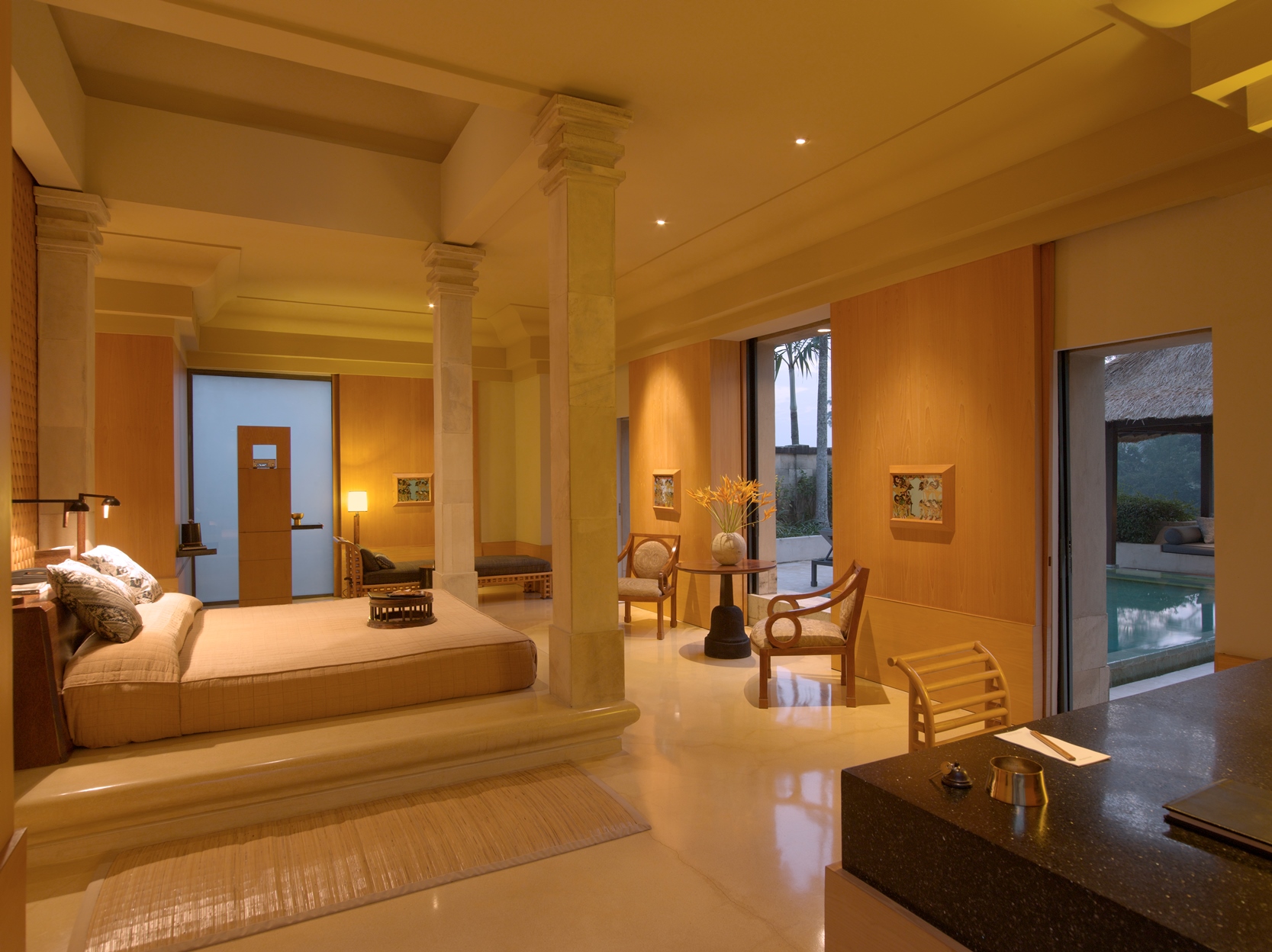 Suite bedroom in Amanjiwo, Indonesia