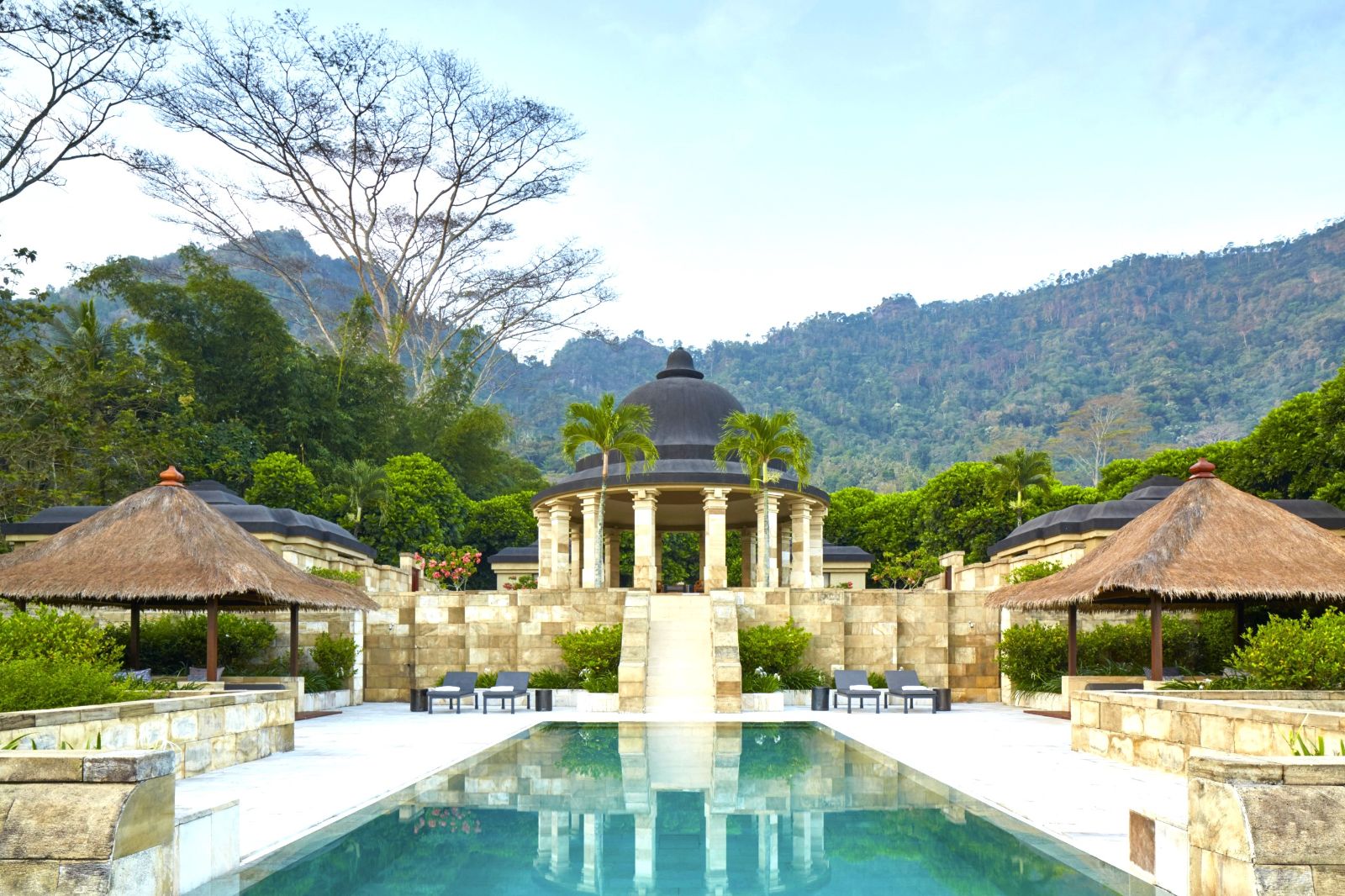Exterior view of the dalem Jiwo suite at Amanjiwo in the Java region of Indonesia