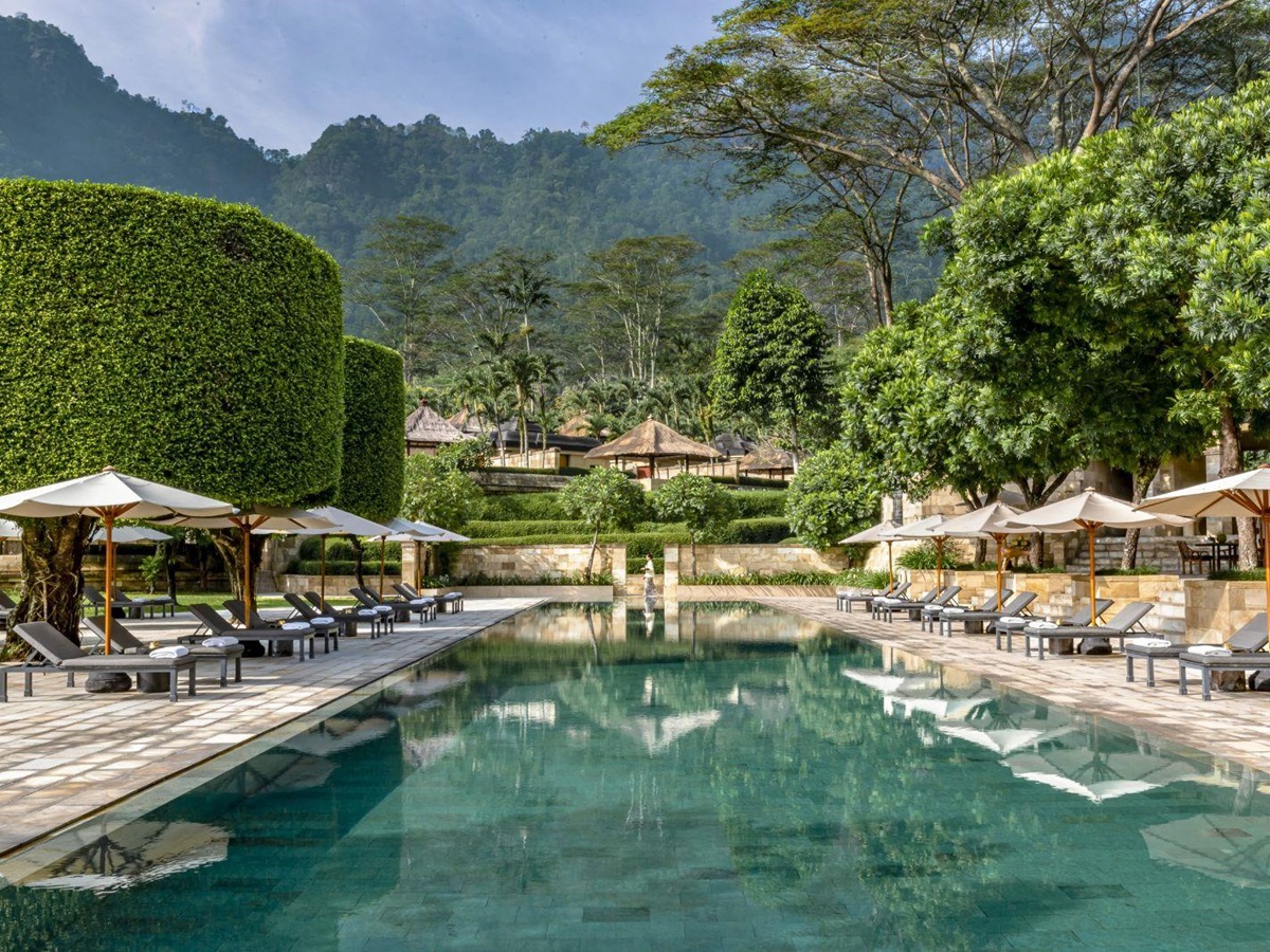 Swimming pool at Amanjiwo in the Java region of Indonesia