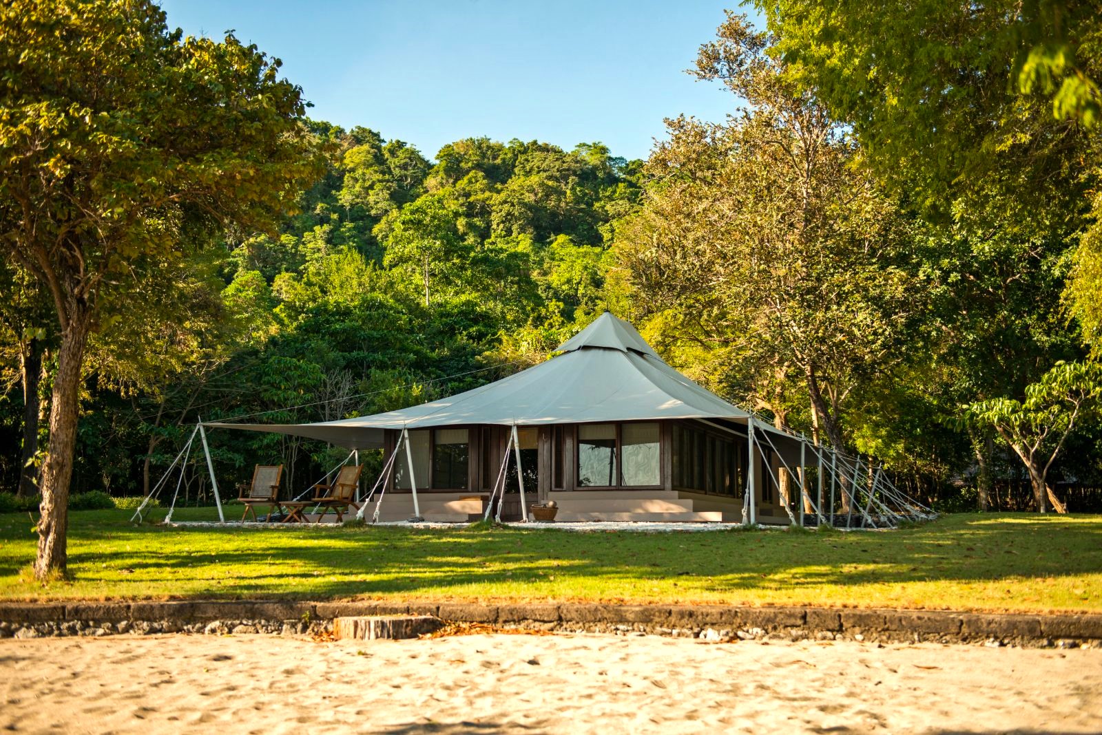 Ocean Tent on the beach of Amanwana on Moyo Island